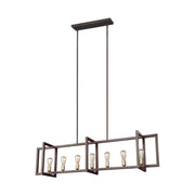 Finnegan 60" 7-Light Large Linear Chandelier, New World Bronze Finish - Bees Lighting