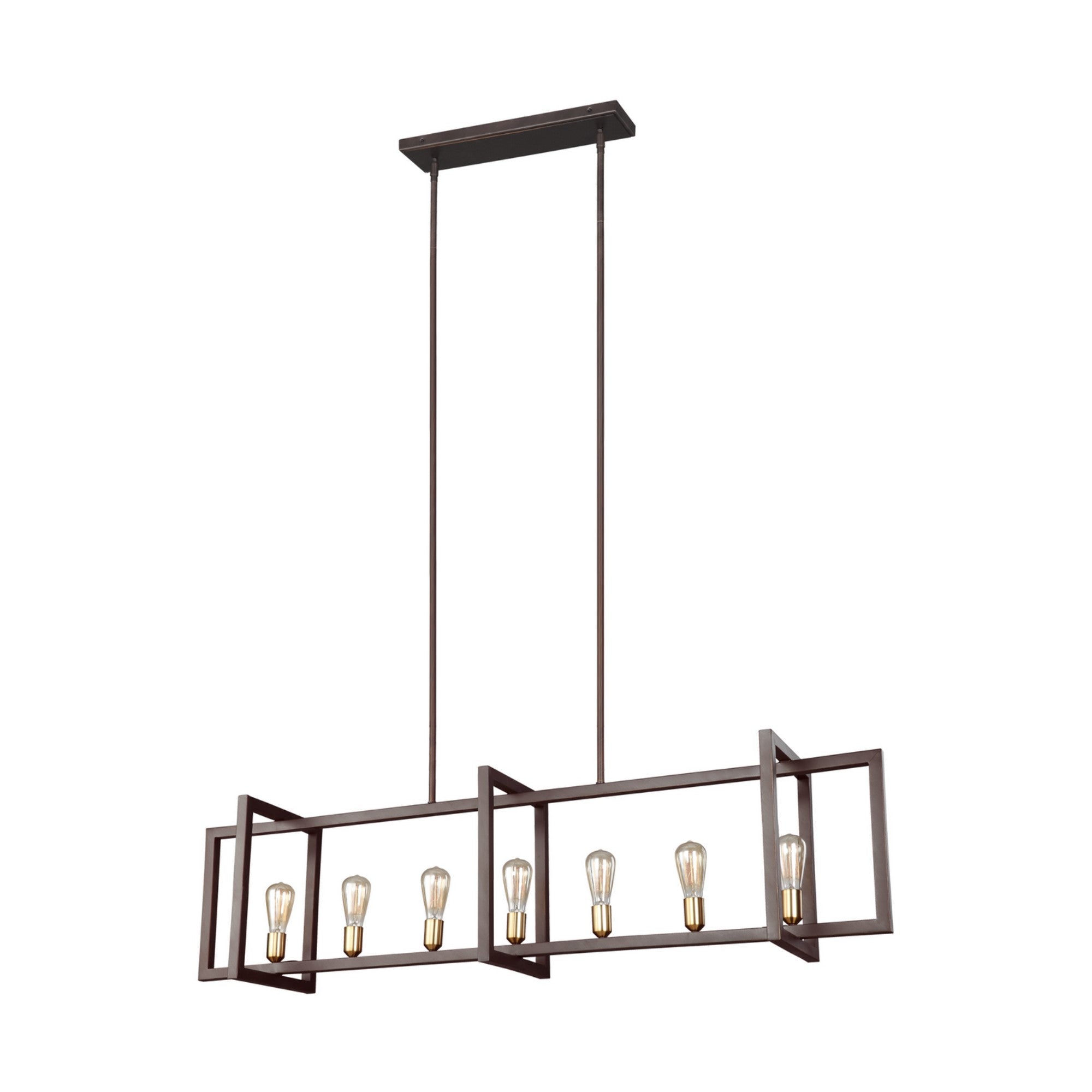 Finnegan 60" 7-Light Large Linear Chandelier, New World Bronze Finish - Bees Lighting