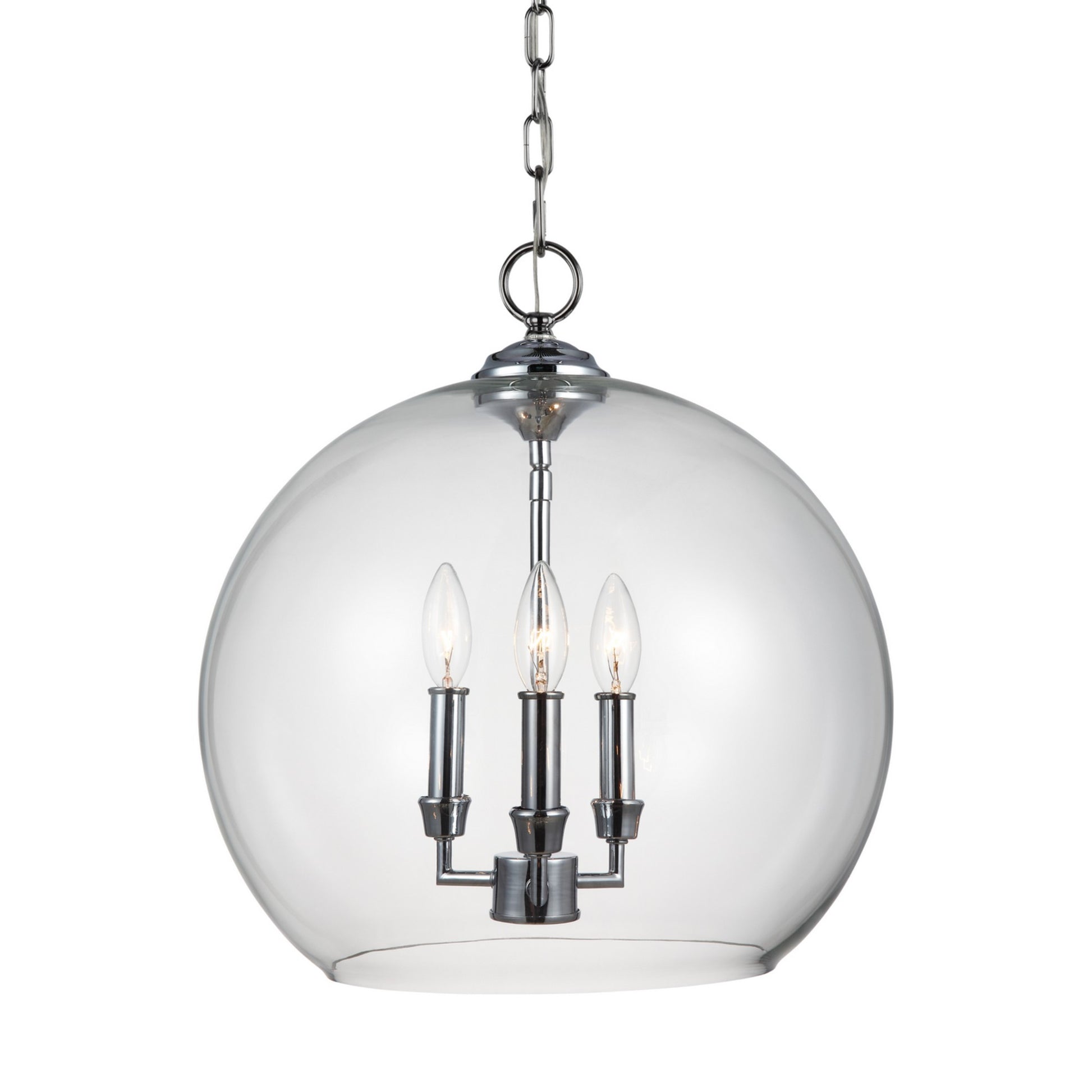 Lawler 16" Orb Pendant, Chrome Finish - Bees Lighting