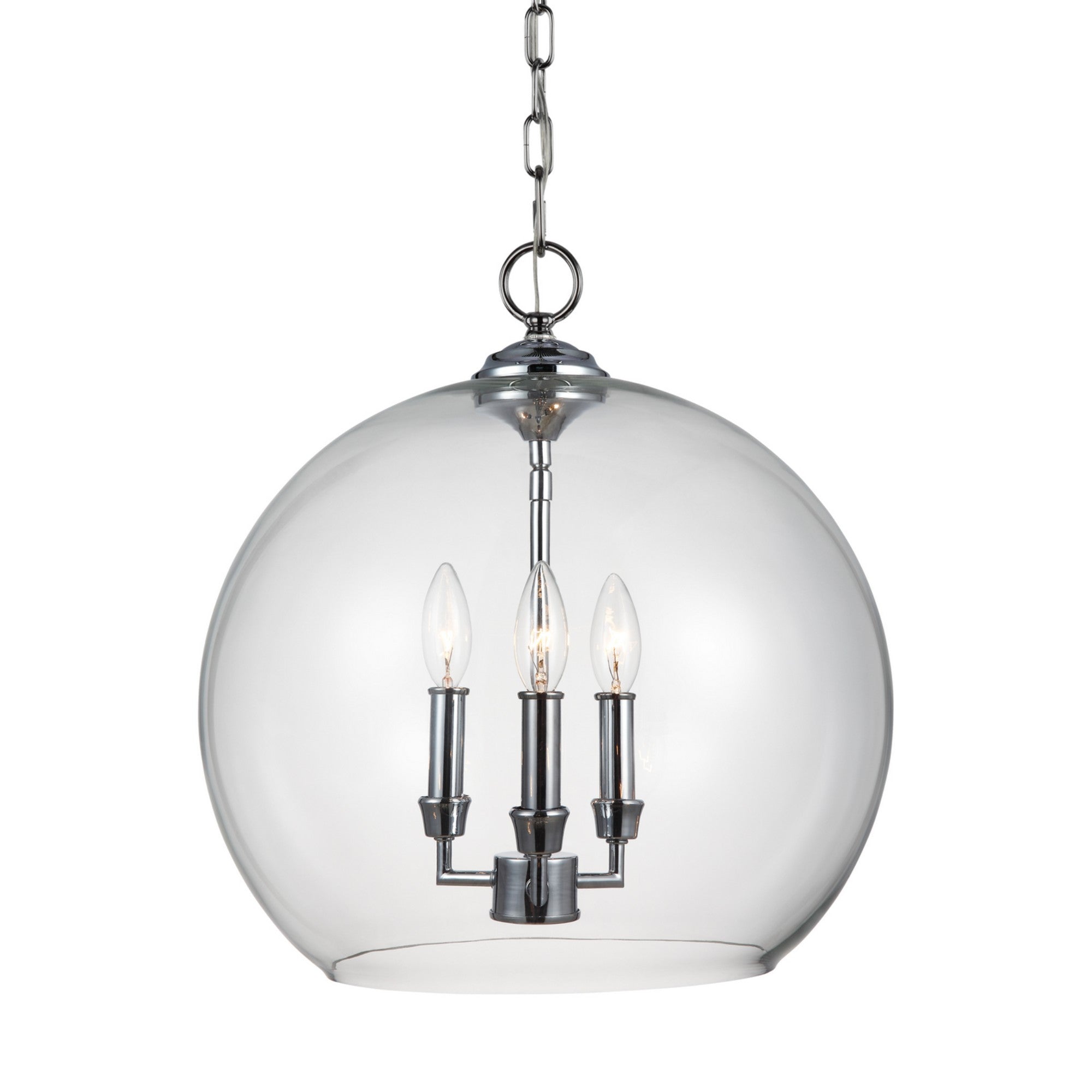 Lawler 16" Orb Pendant, Chrome Finish - Bees Lighting