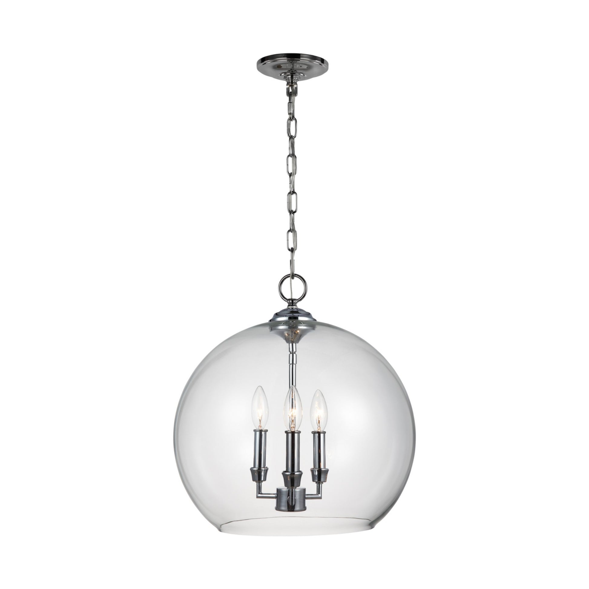 Lawler 16" Orb Pendant, Chrome Finish - Bees Lighting