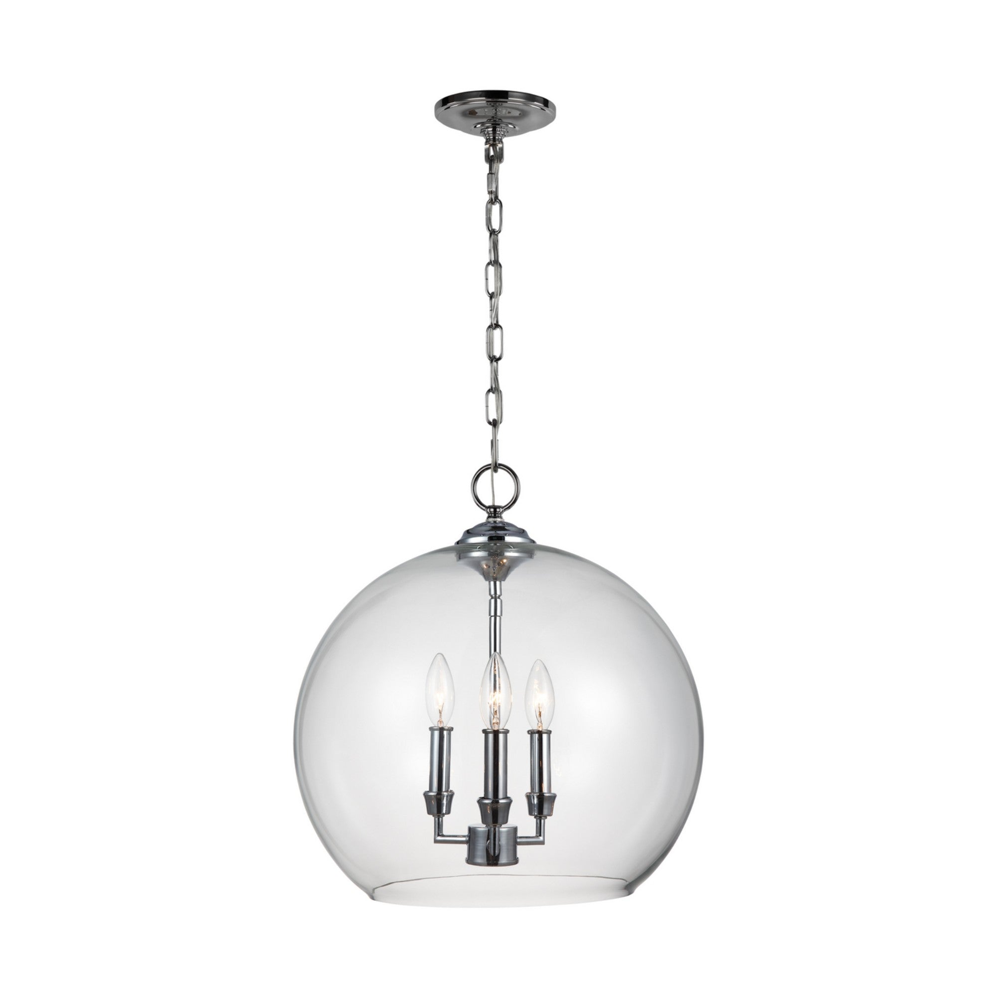 Lawler 16" Orb Pendant, Chrome Finish - Bees Lighting