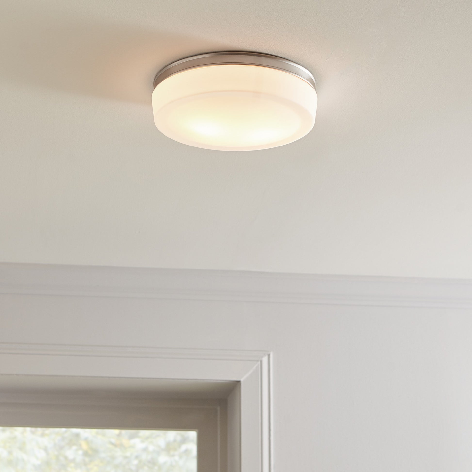 Issen 14" 2-Light Flush Mount, Satin Nickel Finish - Bees Lighting