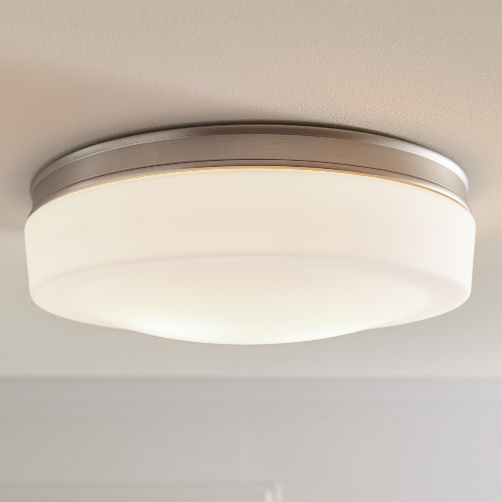 Issen 14" 2-Light Flush Mount, Satin Nickel Finish - Bees Lighting