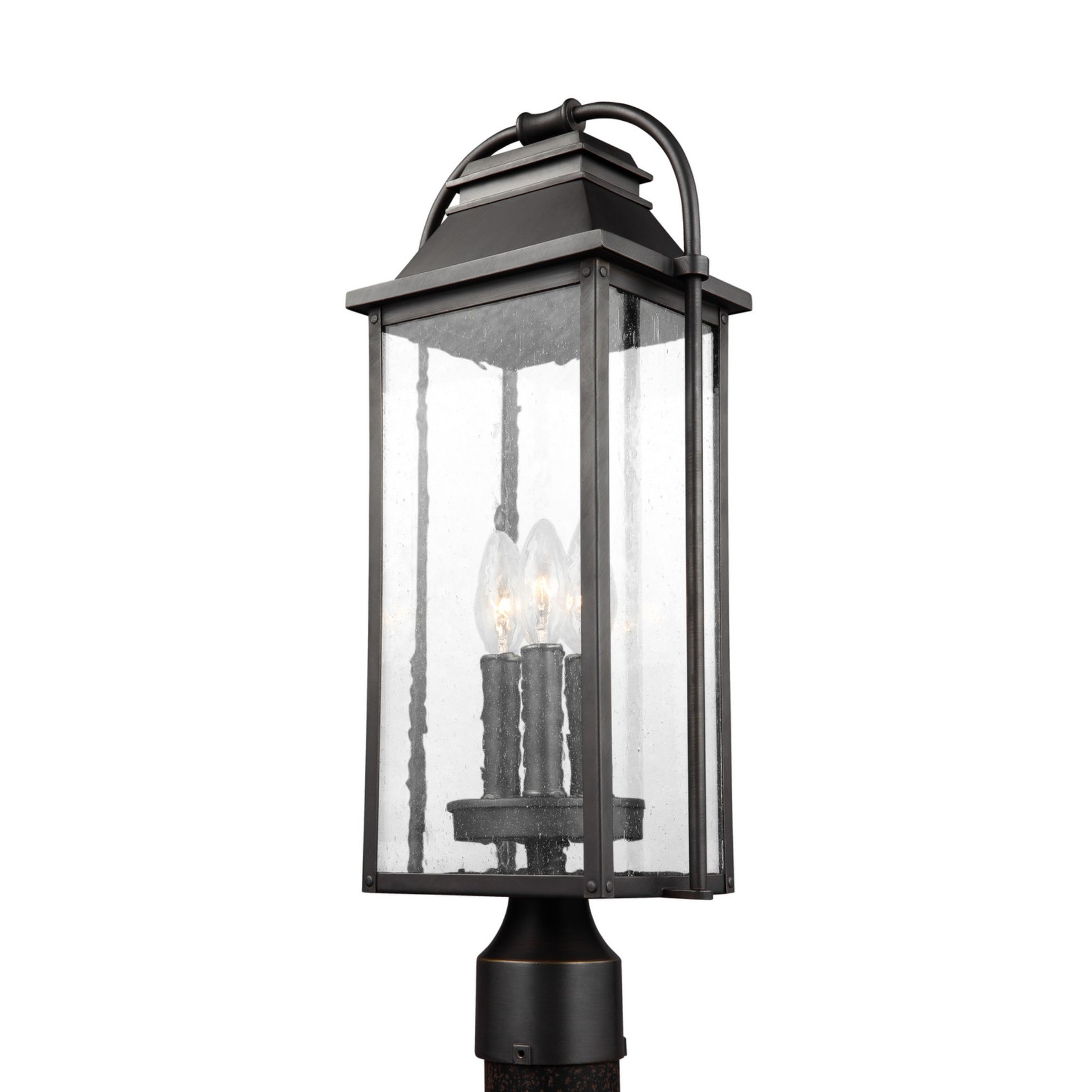 Wellsworth 21" 3-Light Post Lantern, Antique Bronze Finish - Bees Lighting