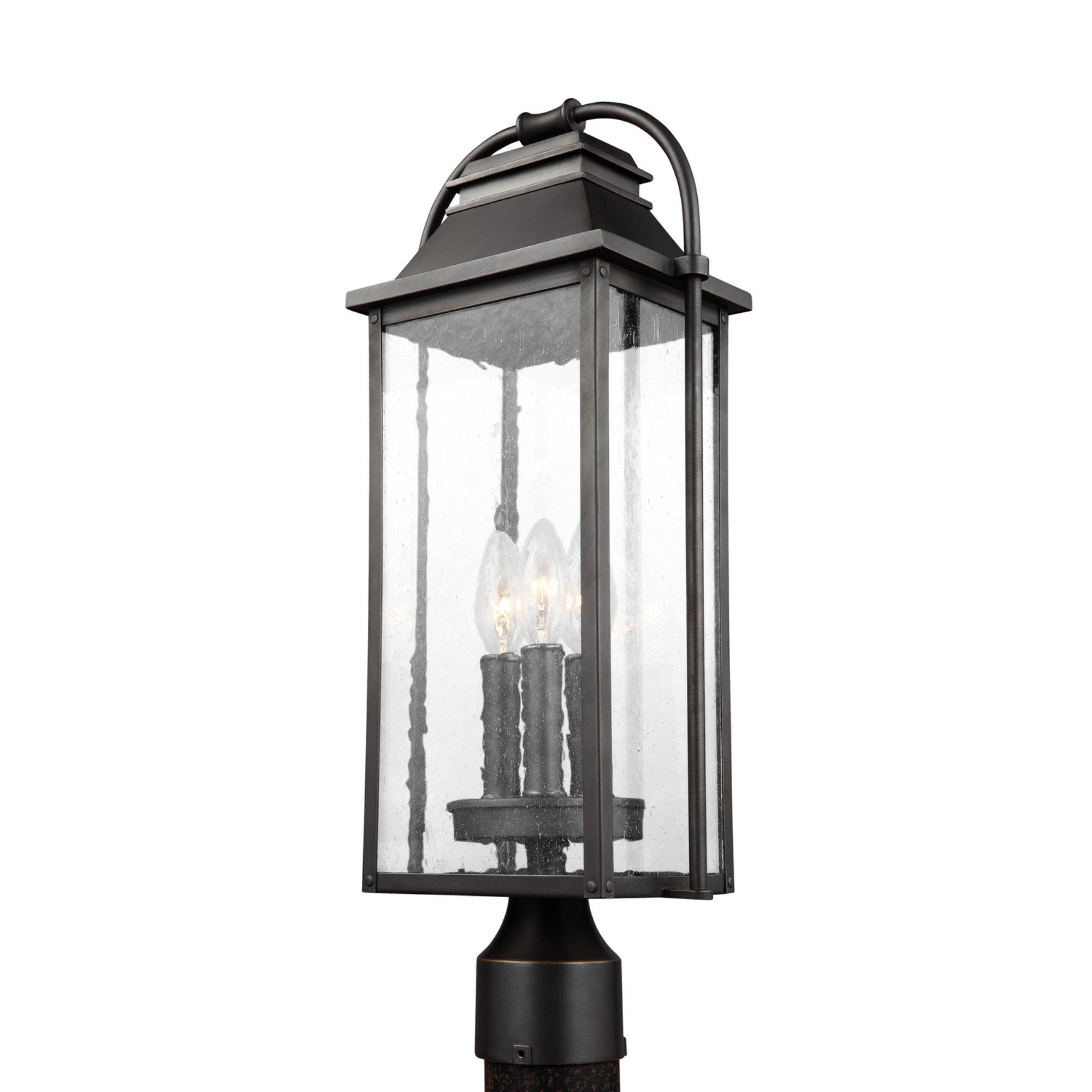 Wellsworth 21" 3-Light Post Lantern, Antique Bronze Finish - Bees Lighting