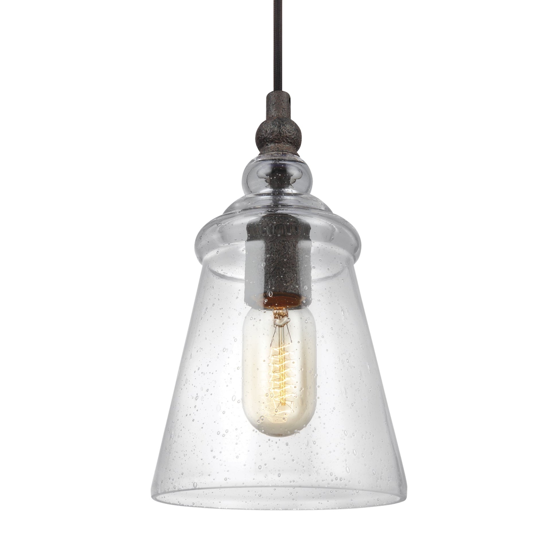 Loras 6" Mini Pendant, Dark Weathered Iron Finish - Bees Lighting