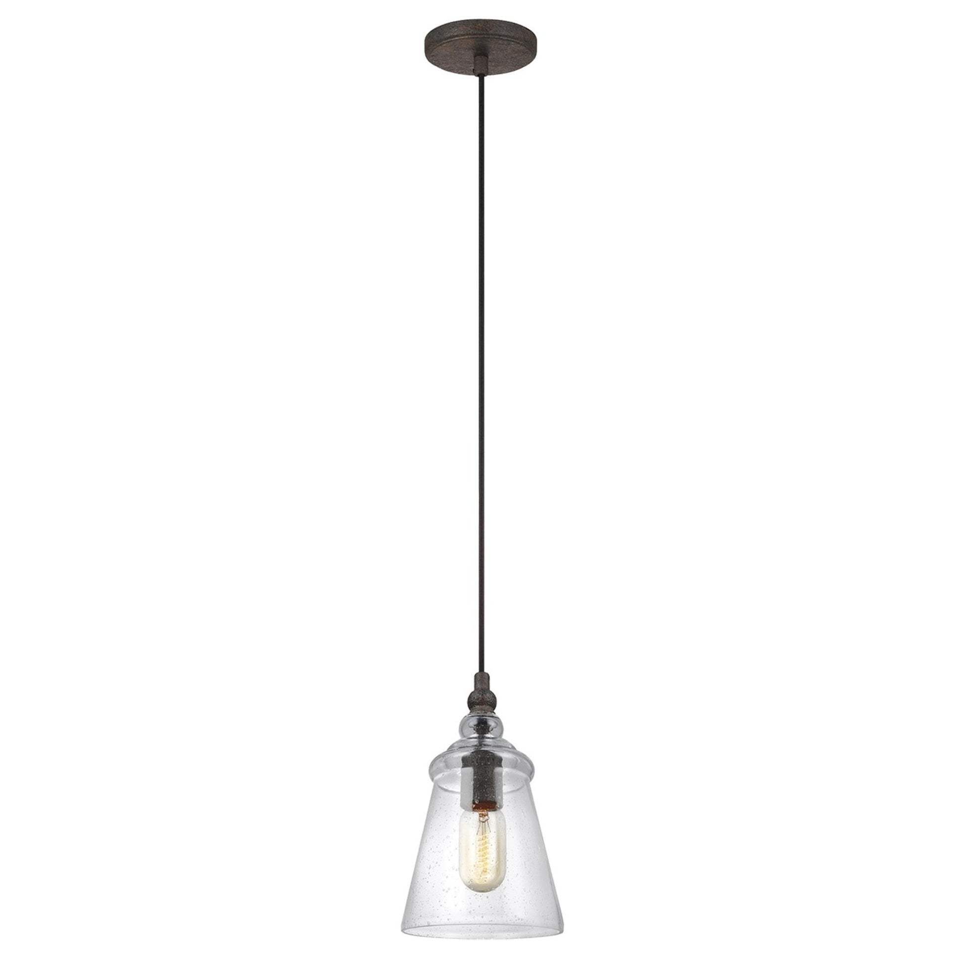 Loras 6" Mini Pendant, Dark Weathered Iron Finish - Bees Lighting