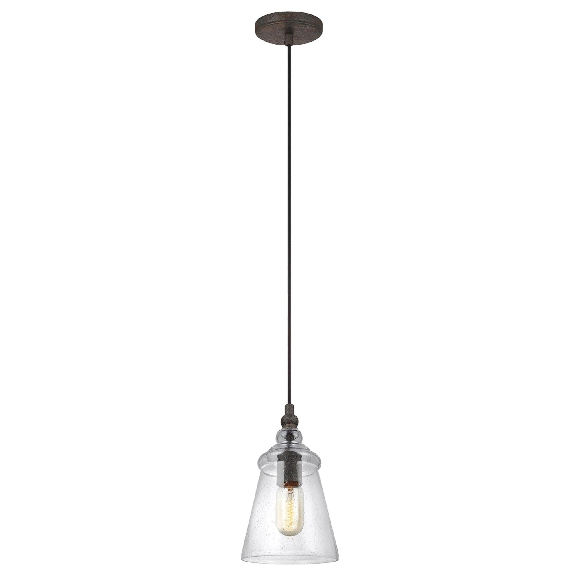 Loras 6" Mini Pendant, Dark Weathered Iron Finish - Bees Lighting