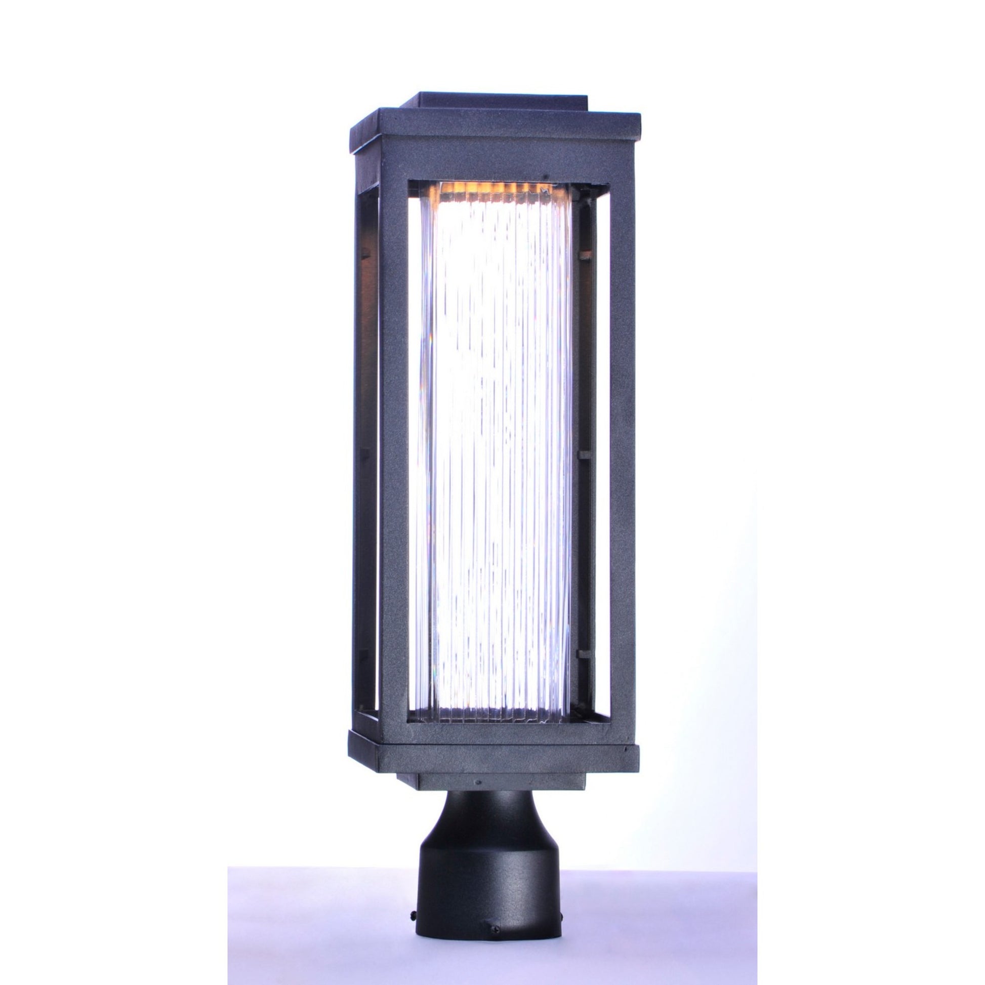 Salon LED 20" LED Outdoor Post/Pier Mount, Black Finish, Ribbed Glass - Bees Lighting