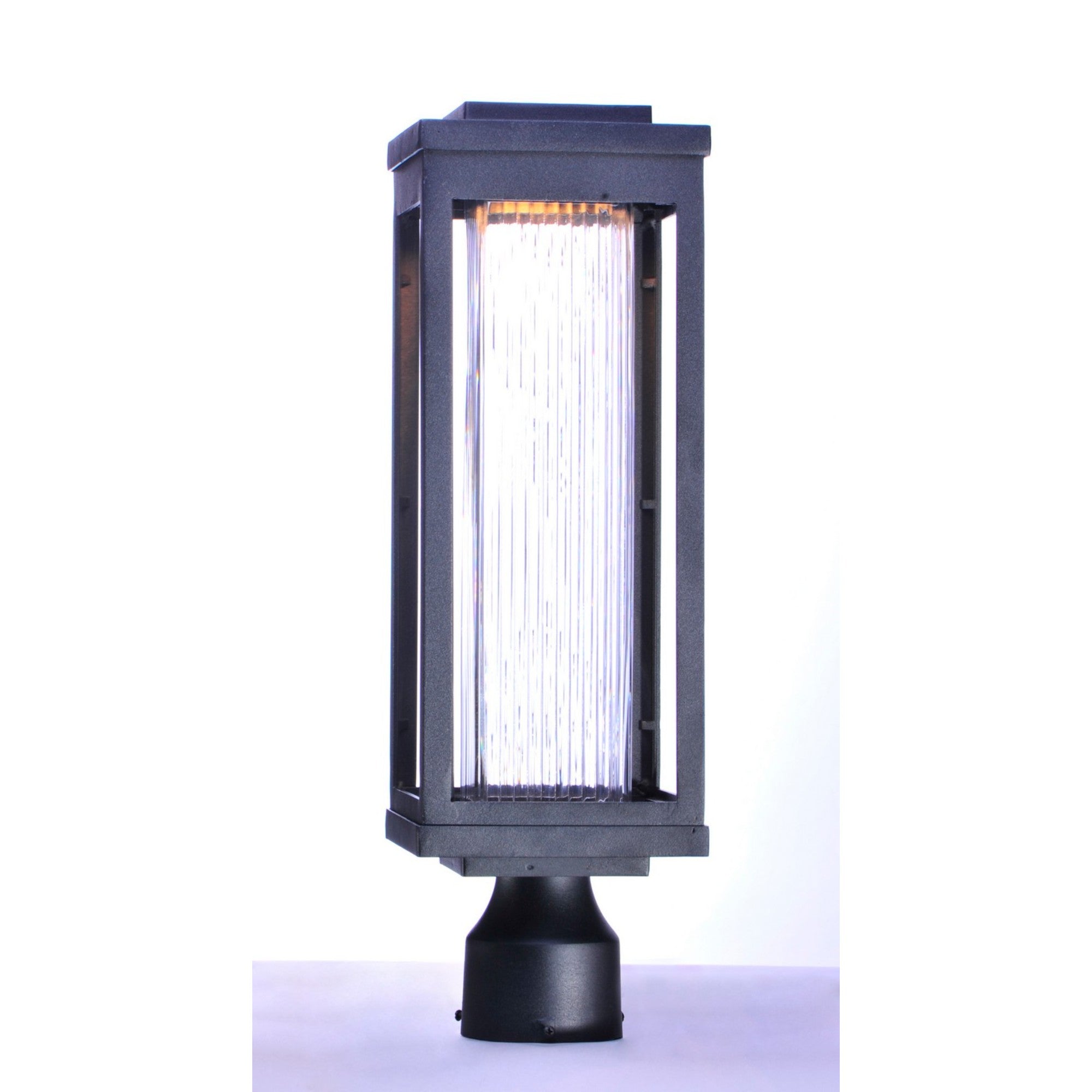 Salon LED 20" LED Outdoor Post/Pier Mount, Black Finish, Ribbed Glass - Bees Lighting