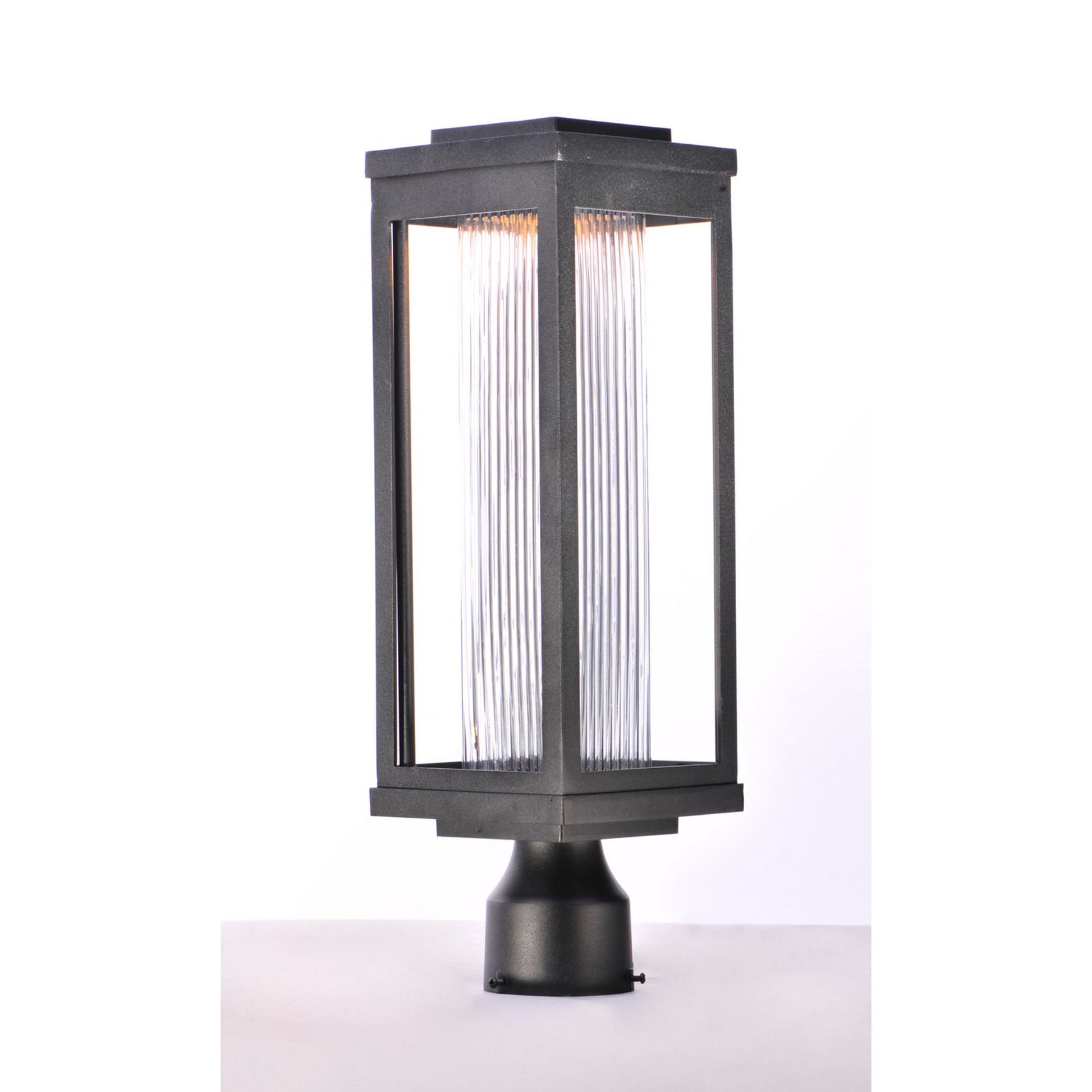 Salon LED 20" LED Outdoor Post/Pier Mount, Black Finish, Ribbed Glass - Bees Lighting