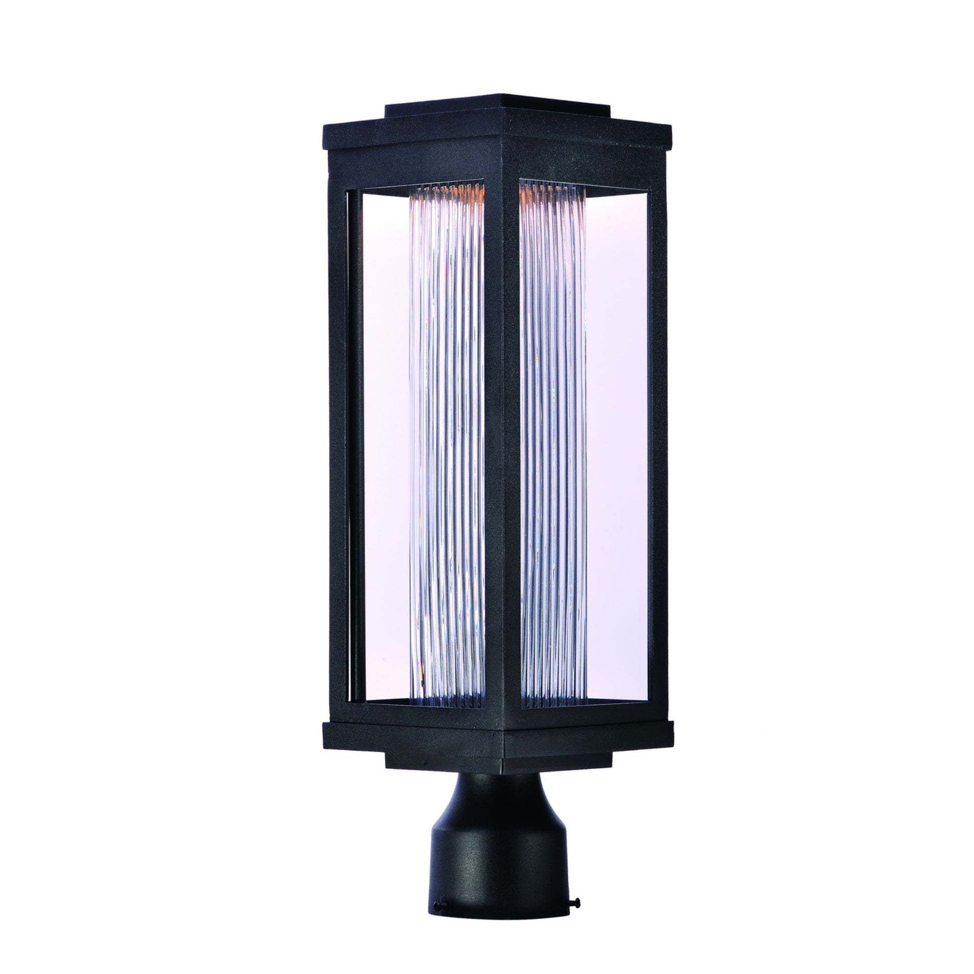 Salon LED 20" LED Outdoor Post/Pier Mount, Black Finish, Ribbed Glass - Bees Lighting