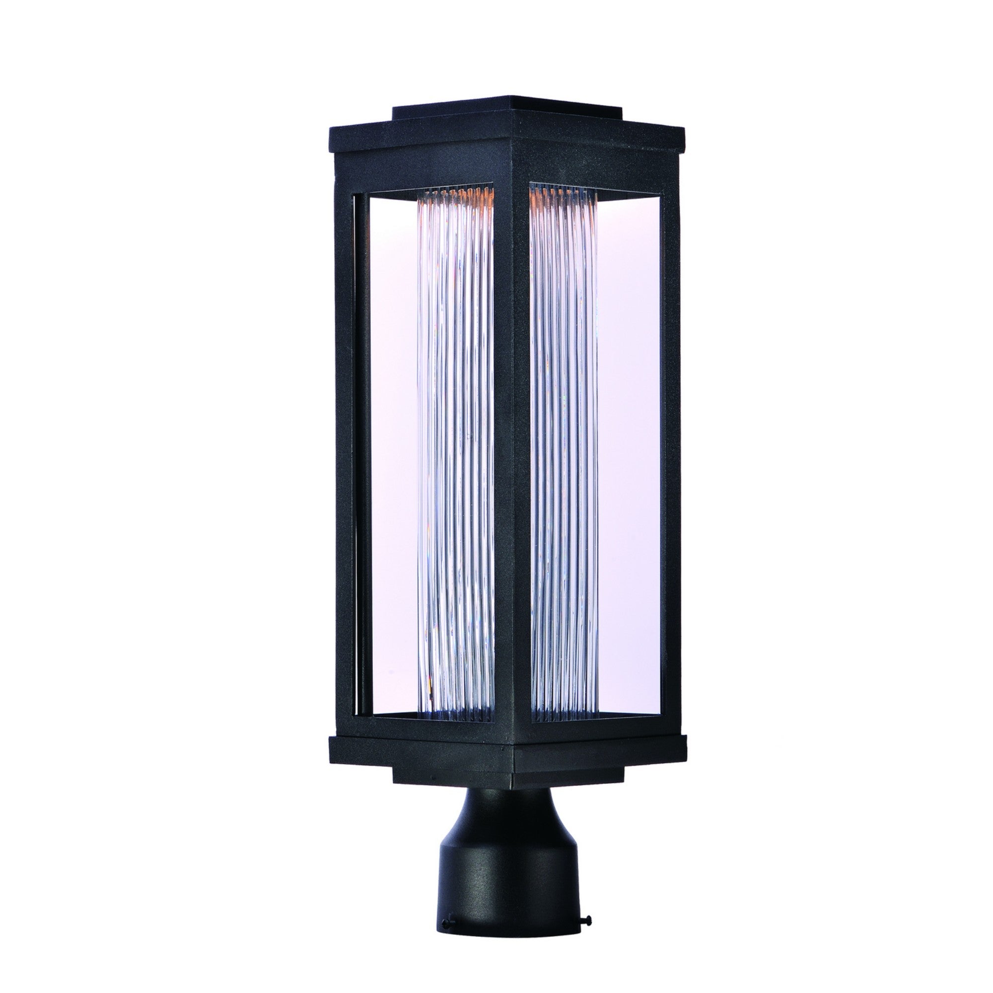 Salon LED 20" LED Outdoor Post/Pier Mount, Black Finish, Ribbed Glass - Bees Lighting