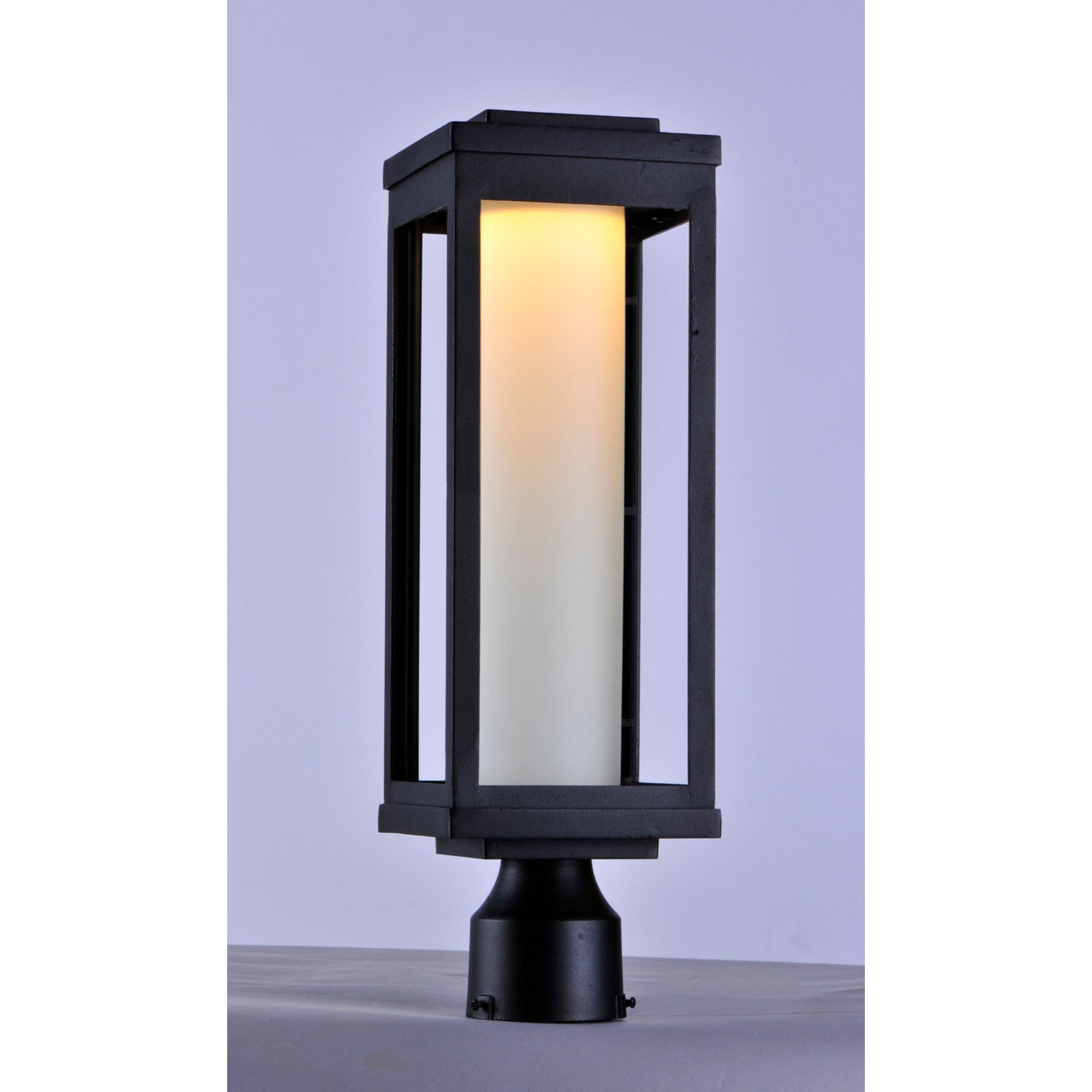 Salon LED 20" LED Outdoor Post/Pier Mount, Black Finish, White Glass - Bees Lighting