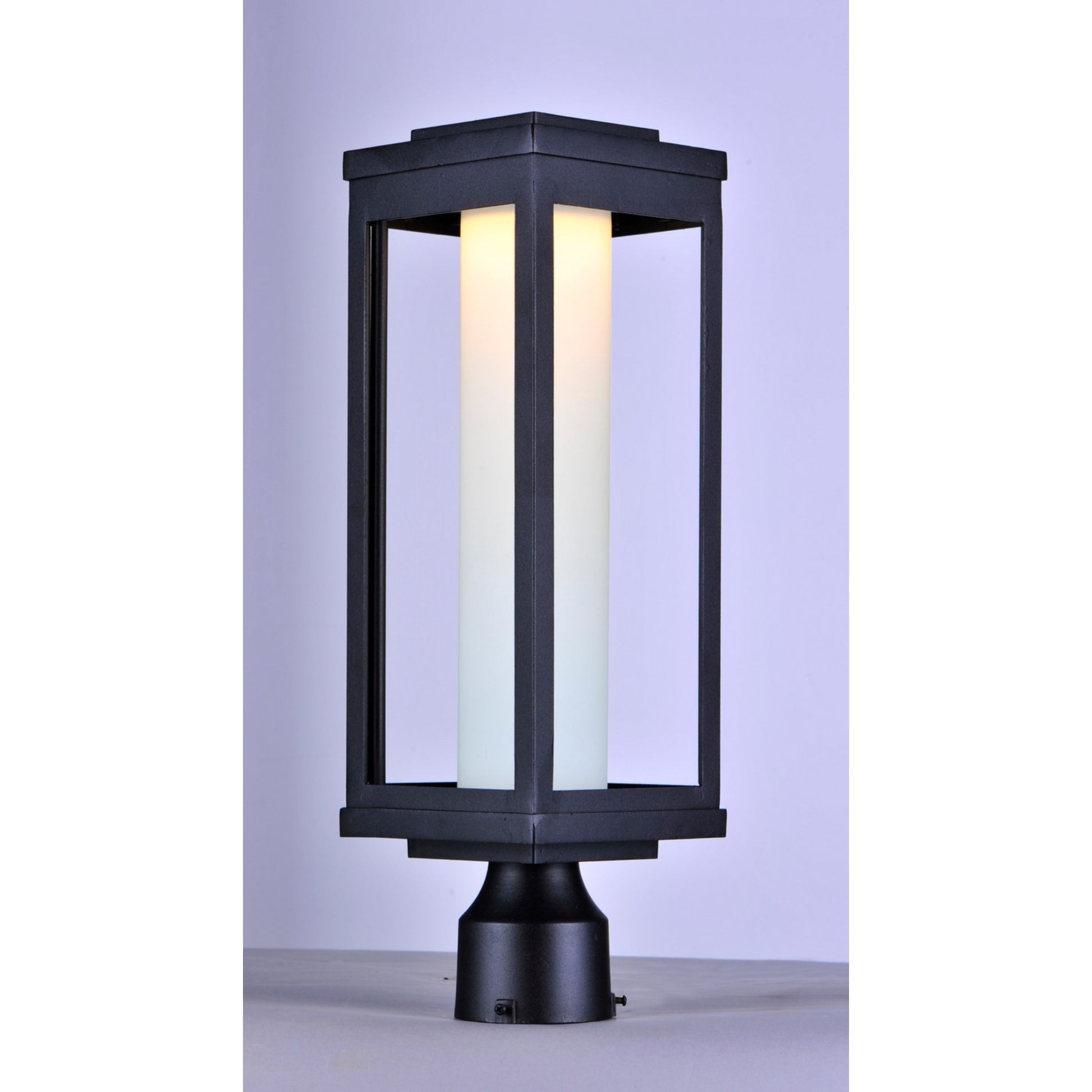 Salon LED 20" LED Outdoor Post/Pier Mount, Black Finish, White Glass - Bees Lighting