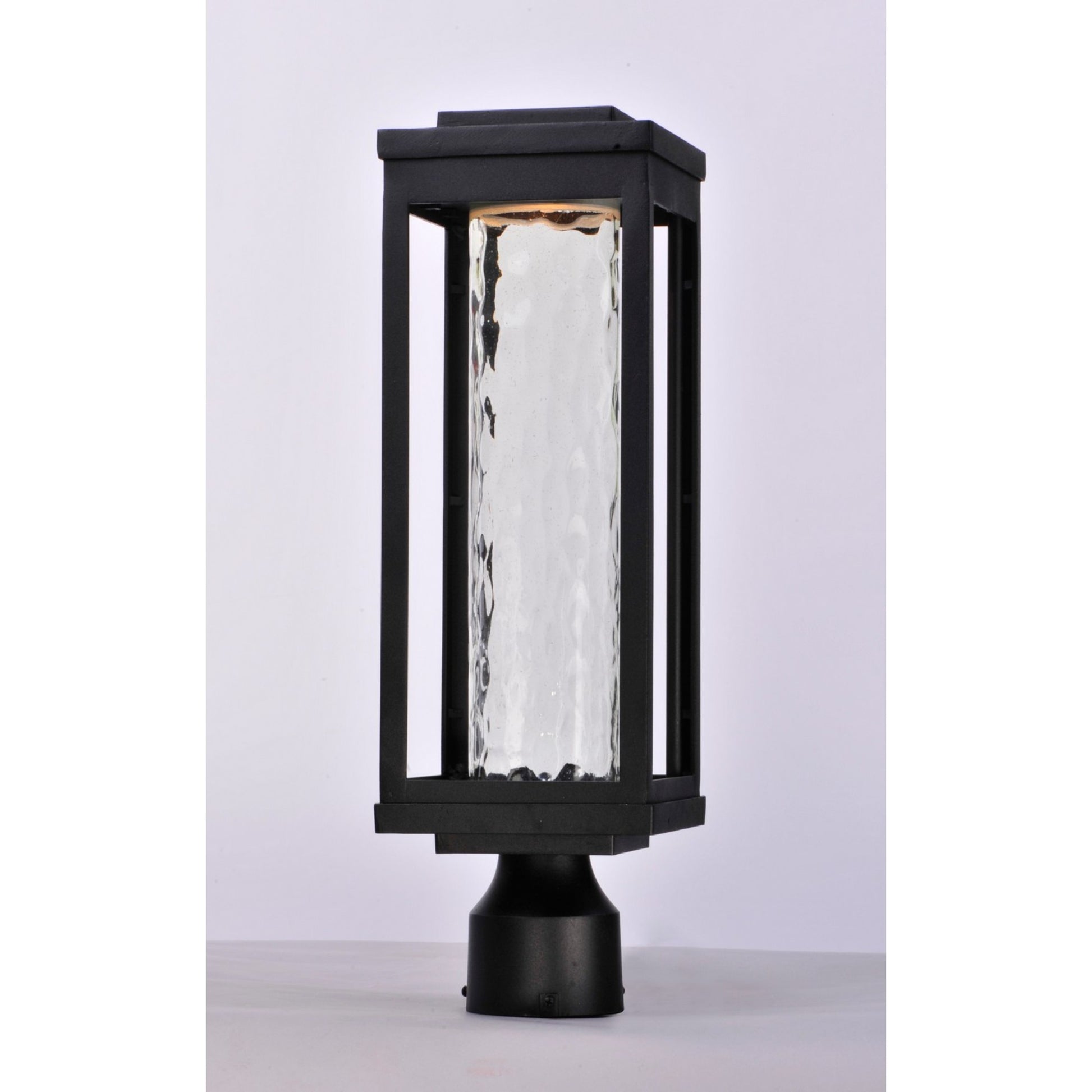 Salon LED 20" LED Outdoor Post/Pier Mount, Black Finish, Water Glass - Bees Lighting