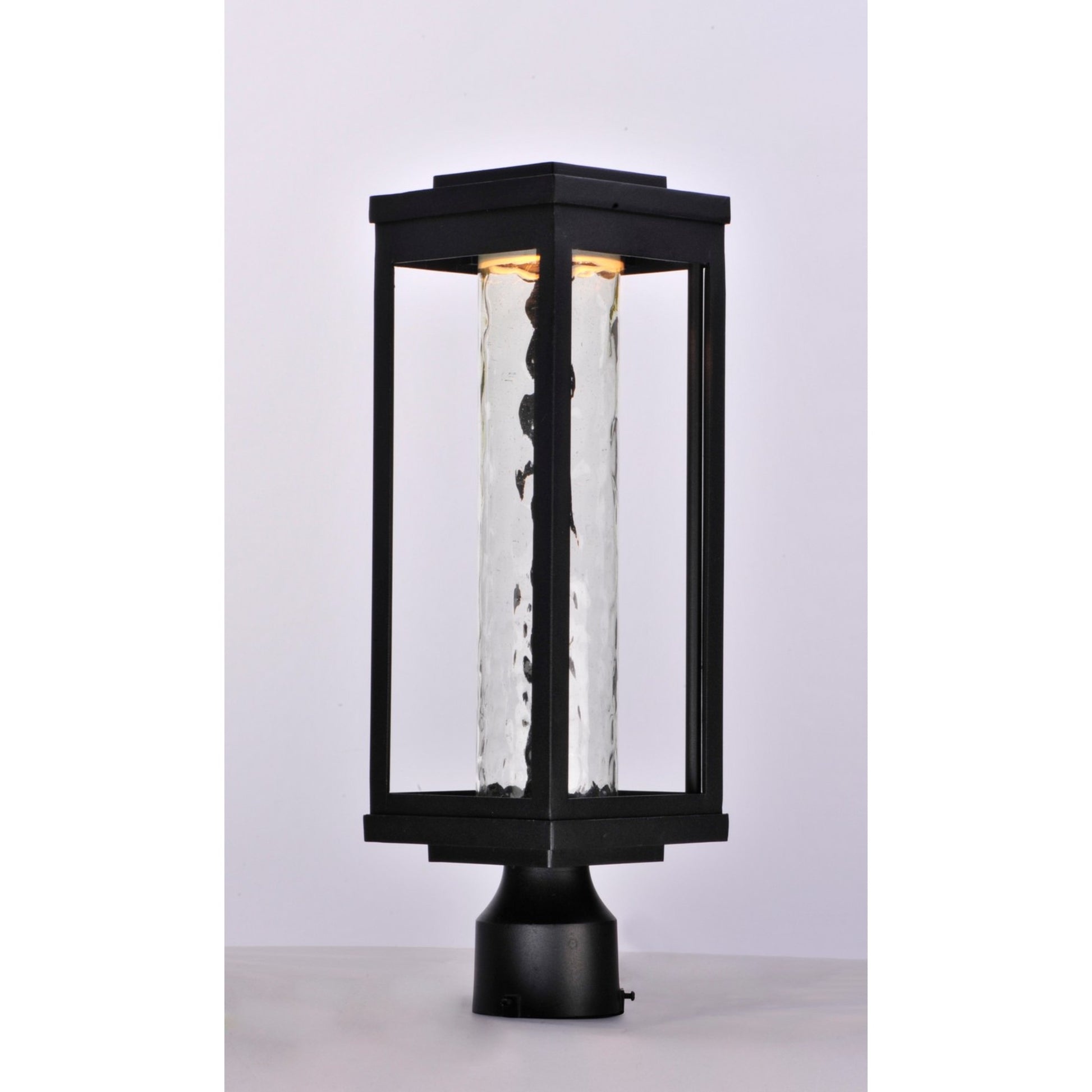 Salon LED 20" LED Outdoor Post/Pier Mount, Black Finish, Water Glass - Bees Lighting