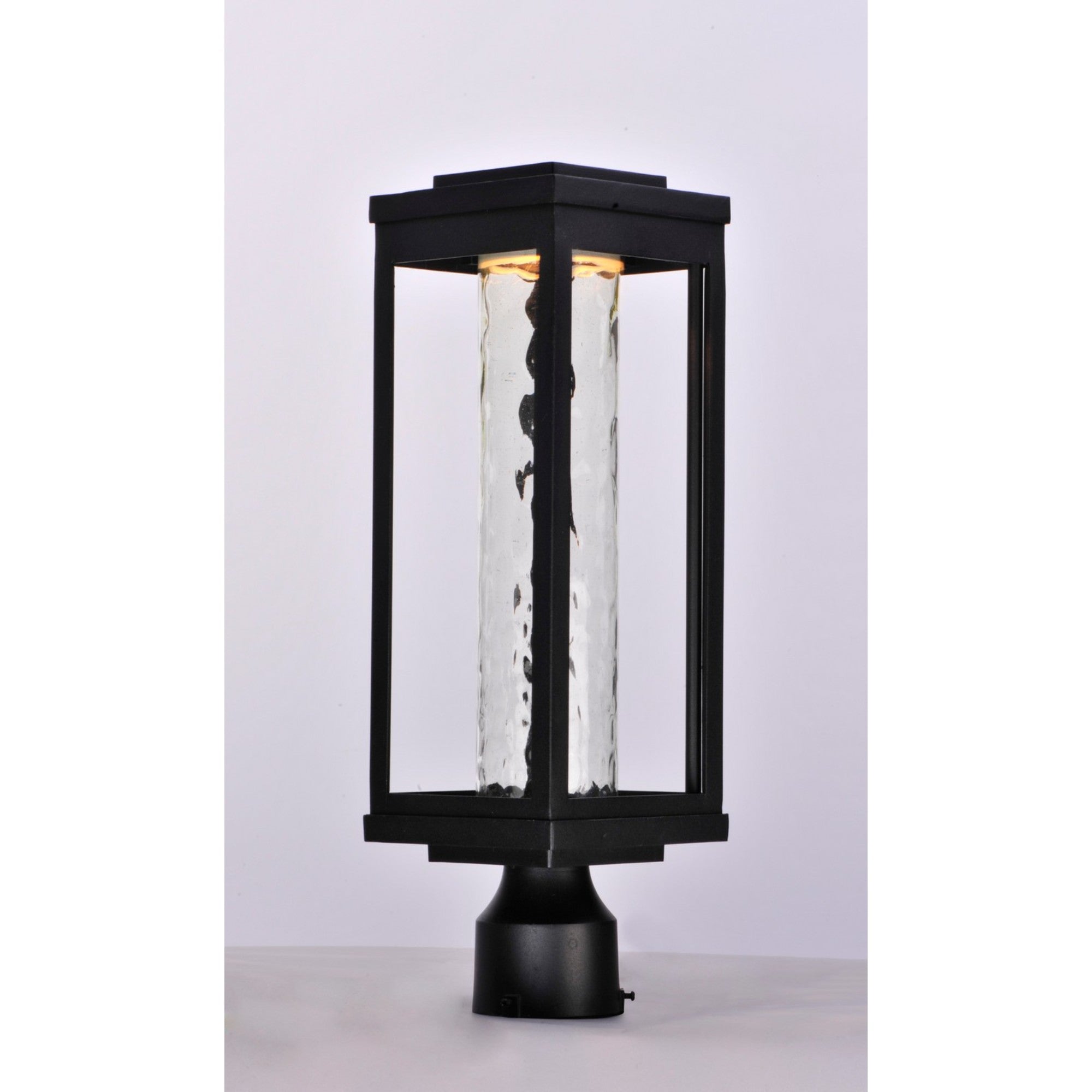 Salon LED 20" LED Outdoor Post/Pier Mount, Black Finish, Water Glass - Bees Lighting