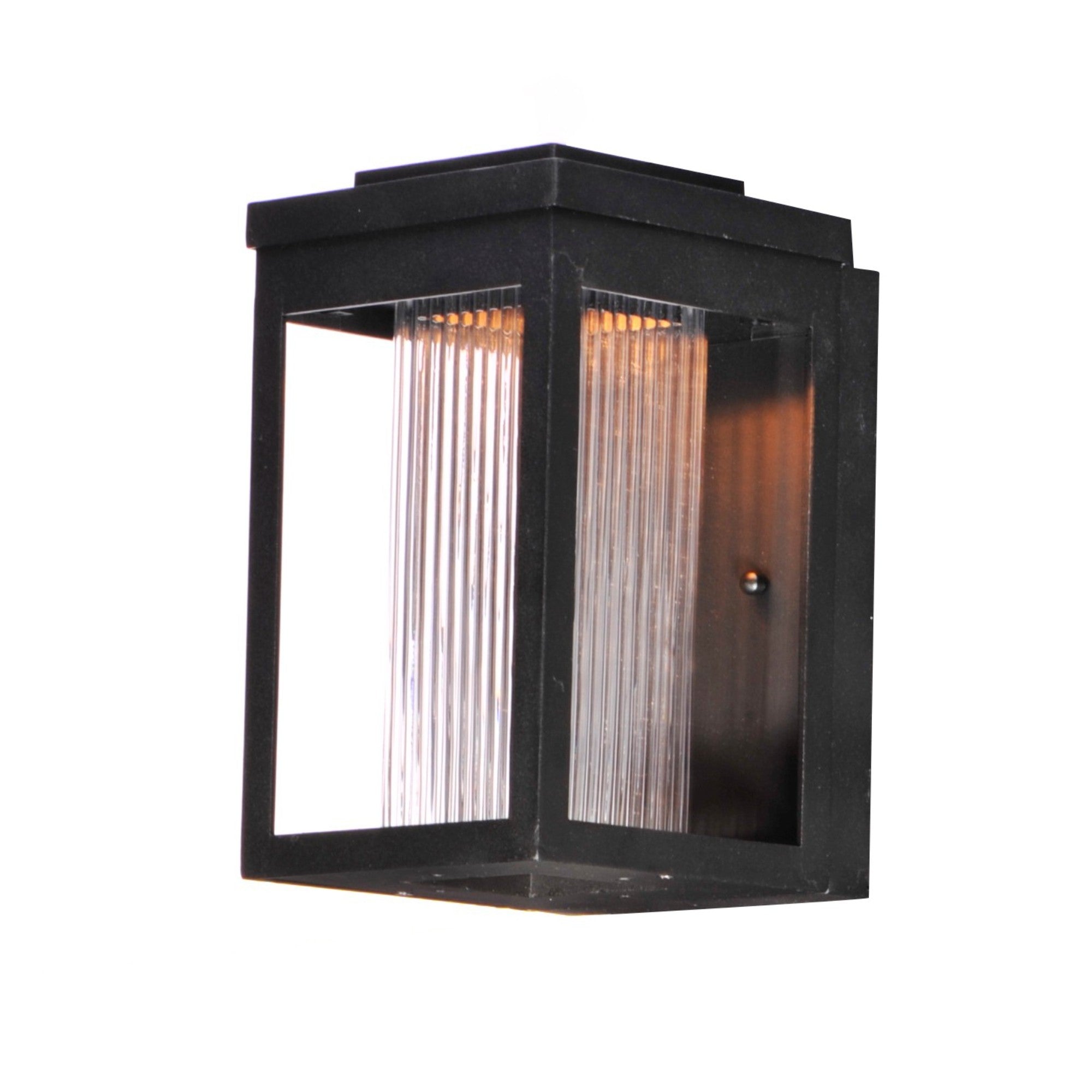 Salon LED 10" LED Outdoor Wall Sconce, Black Finish, Ribbed Glass - Bees Lighting