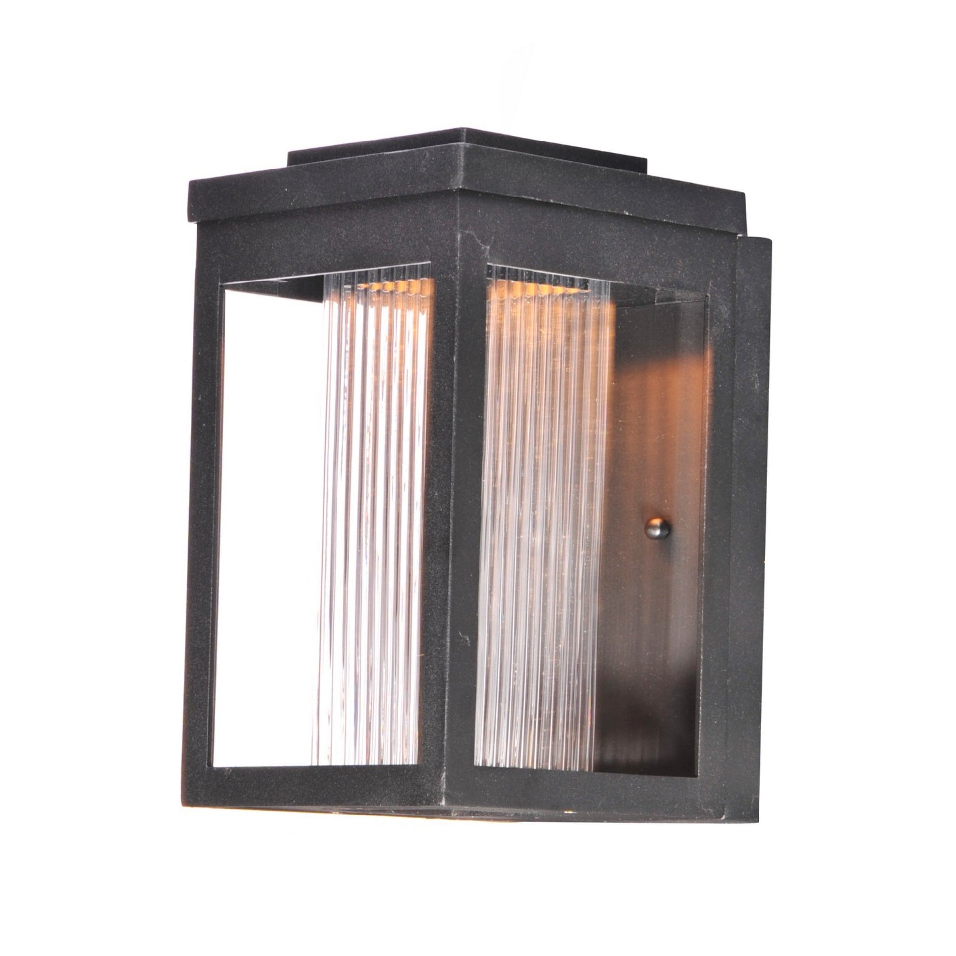 Salon LED 10" LED Outdoor Wall Sconce, Black Finish, Ribbed Glass - Bees Lighting