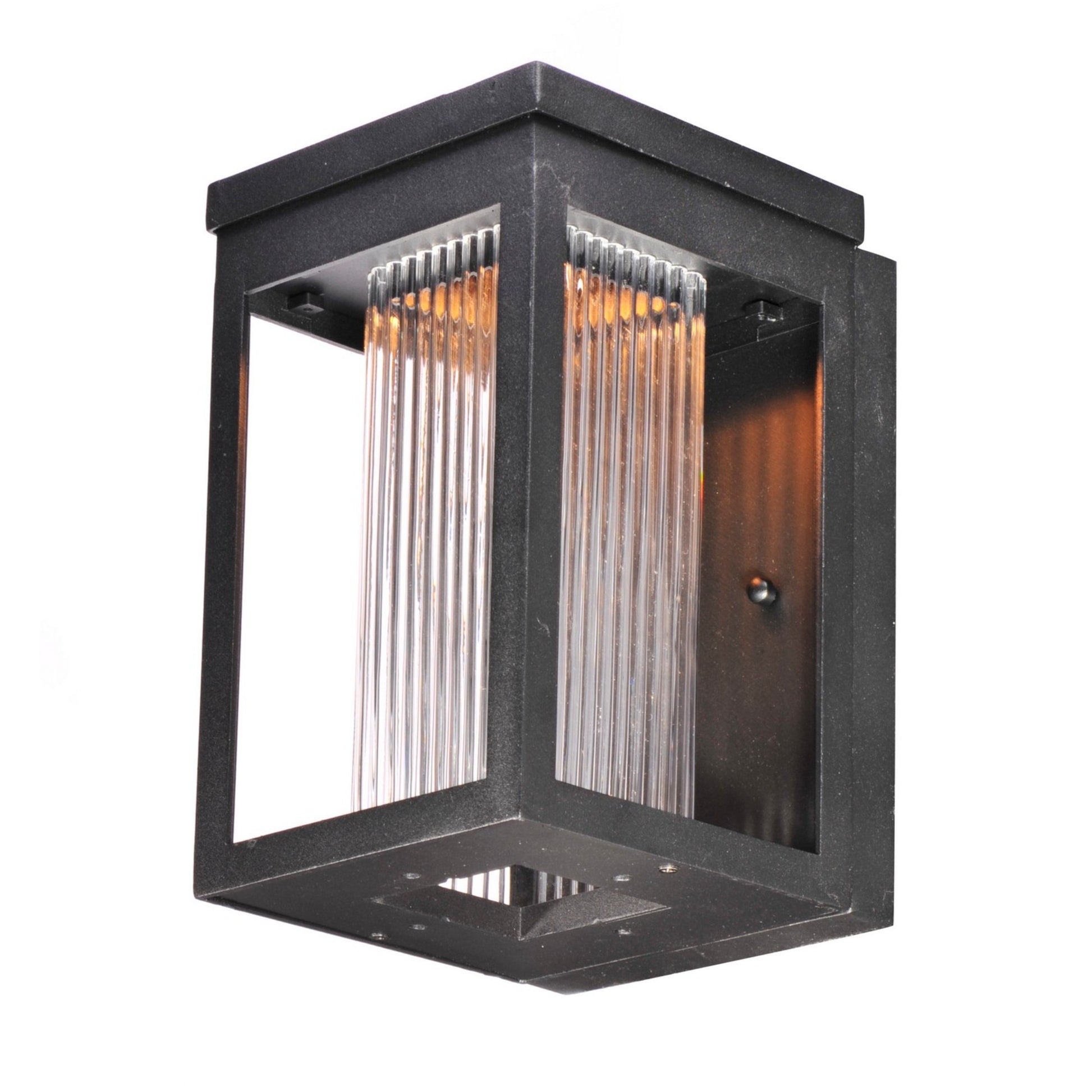 Salon LED 10" LED Outdoor Wall Sconce, Black Finish, Ribbed Glass - Bees Lighting