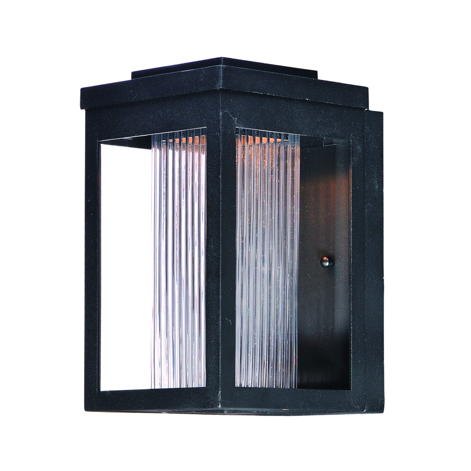Salon LED 10" LED Outdoor Wall Sconce, Black Finish, Ribbed Glass - Bees Lighting