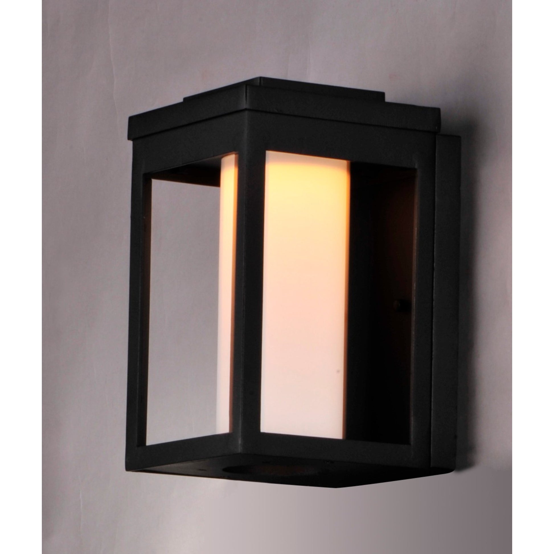 Salon LED 10" LED Outdoor Wall Sconce, Black Finish, White Glass - Bees Lighting