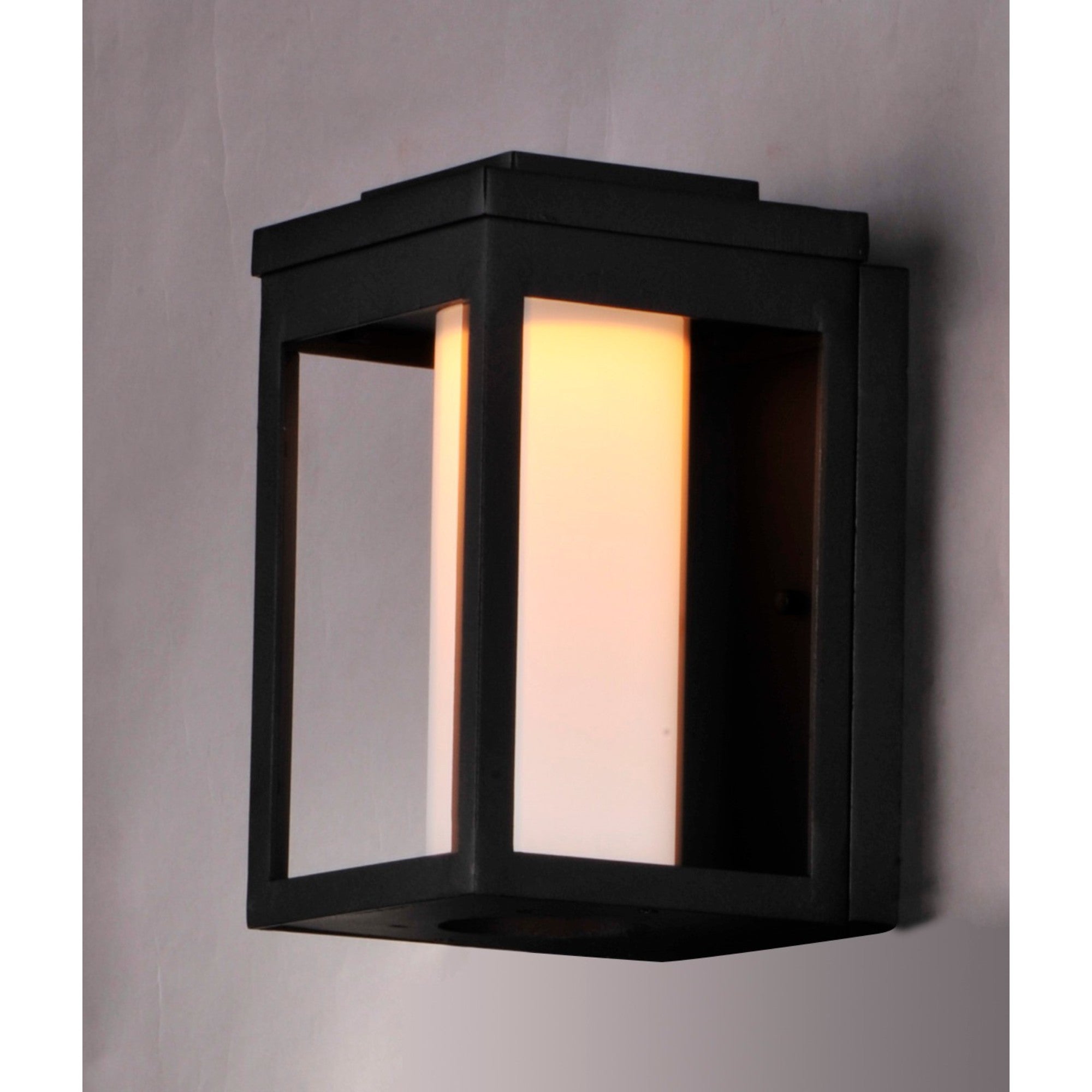Salon LED 10" LED Outdoor Wall Sconce, Black Finish, White Glass - Bees Lighting