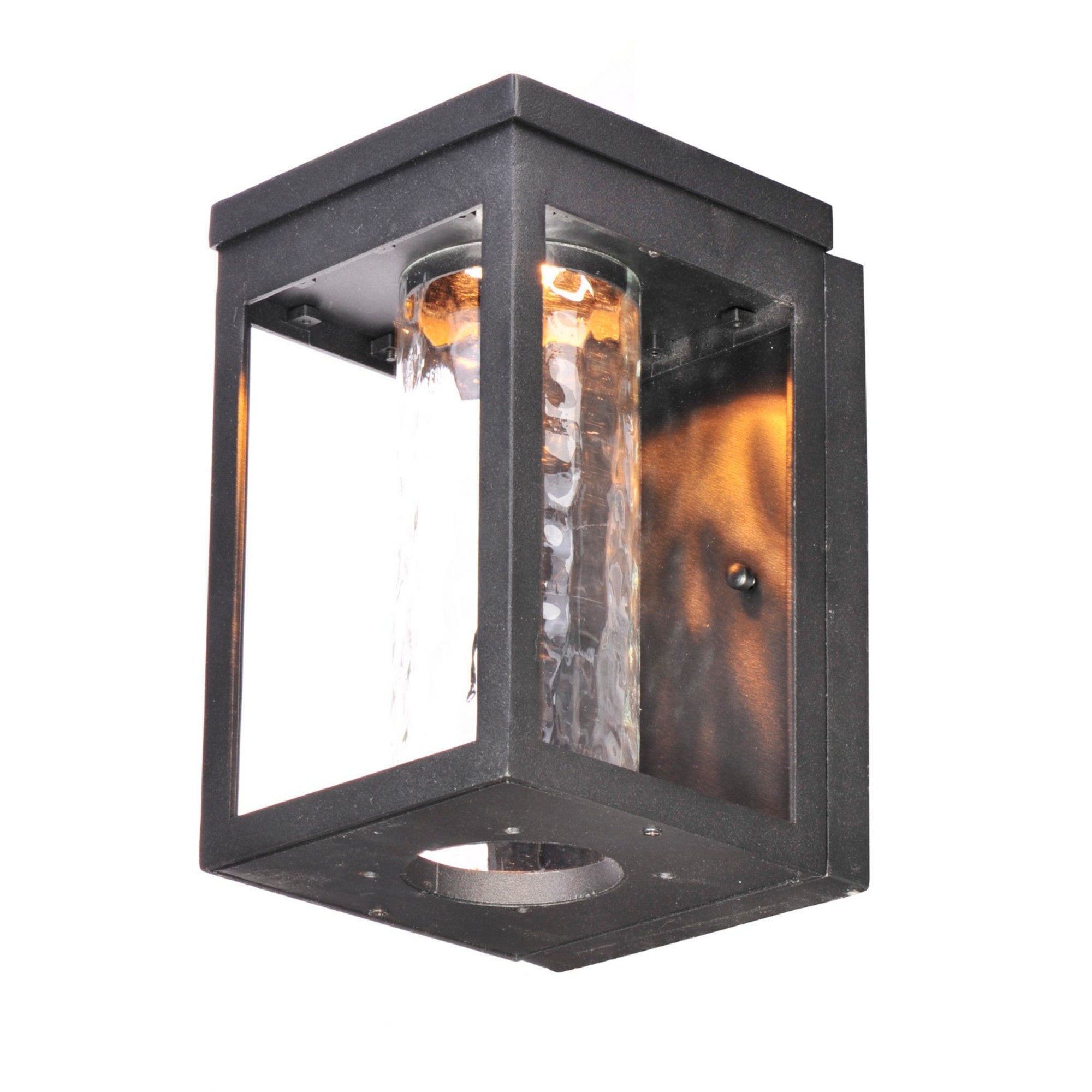 Salon LED 10" LED Outdoor Wall Sconce, Black Finish, Water Glass - Bees Lighting