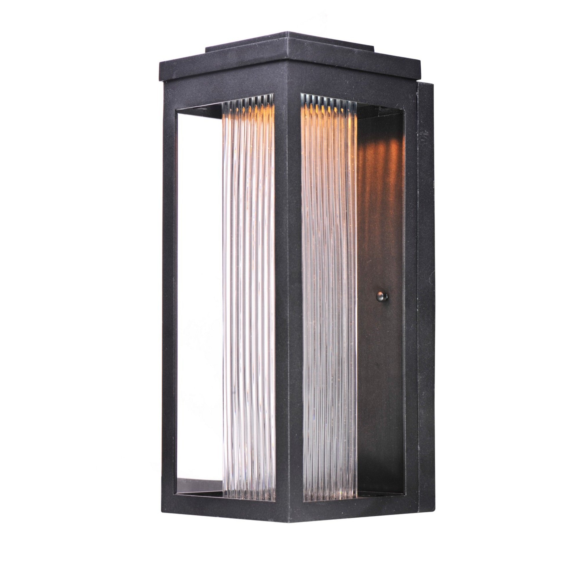 Salon LED 15" LED Outdoor Wall Sconce, Black Finish, Ribbed Glass - Bees Lighting