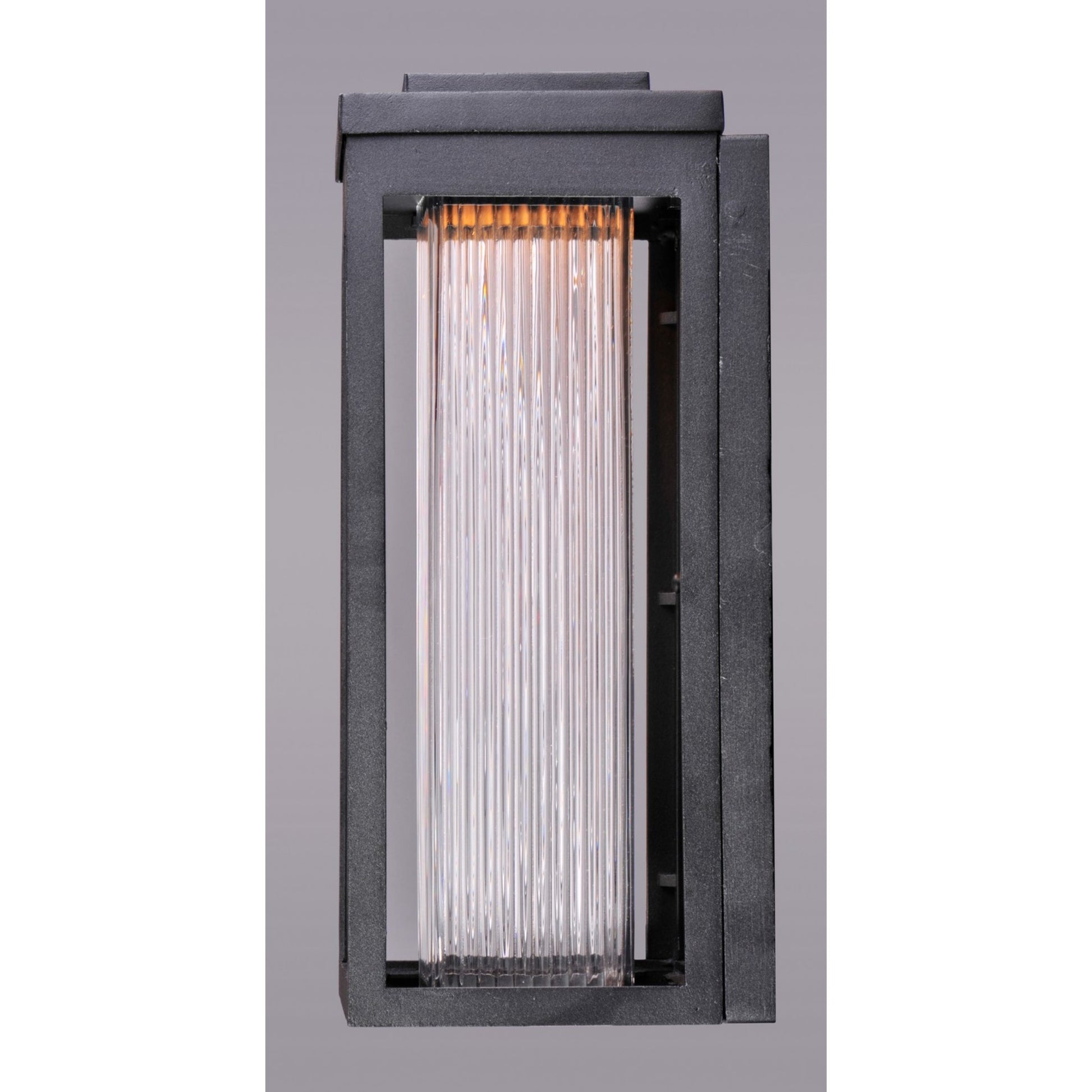 Salon LED 15" LED Outdoor Wall Sconce, Black Finish, Ribbed Glass - Bees Lighting