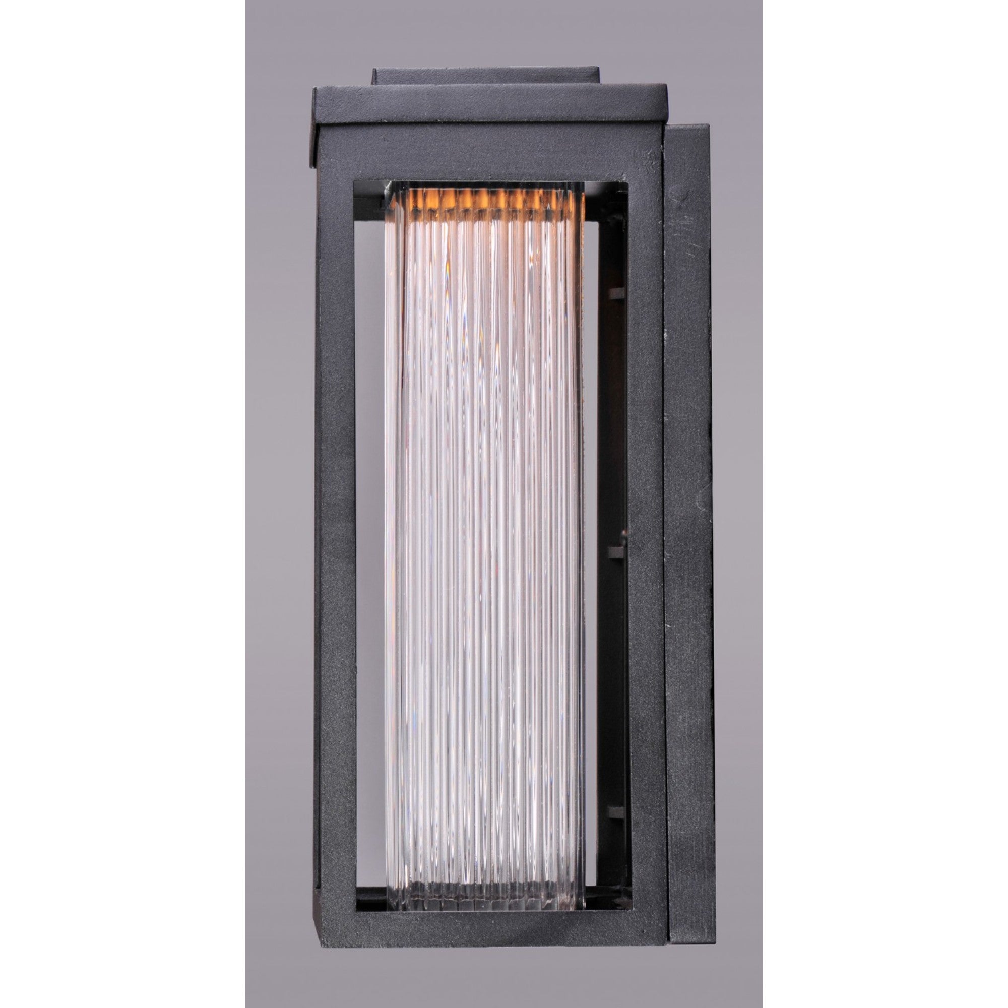 Salon LED 15" LED Outdoor Wall Sconce, Black Finish, Ribbed Glass - Bees Lighting