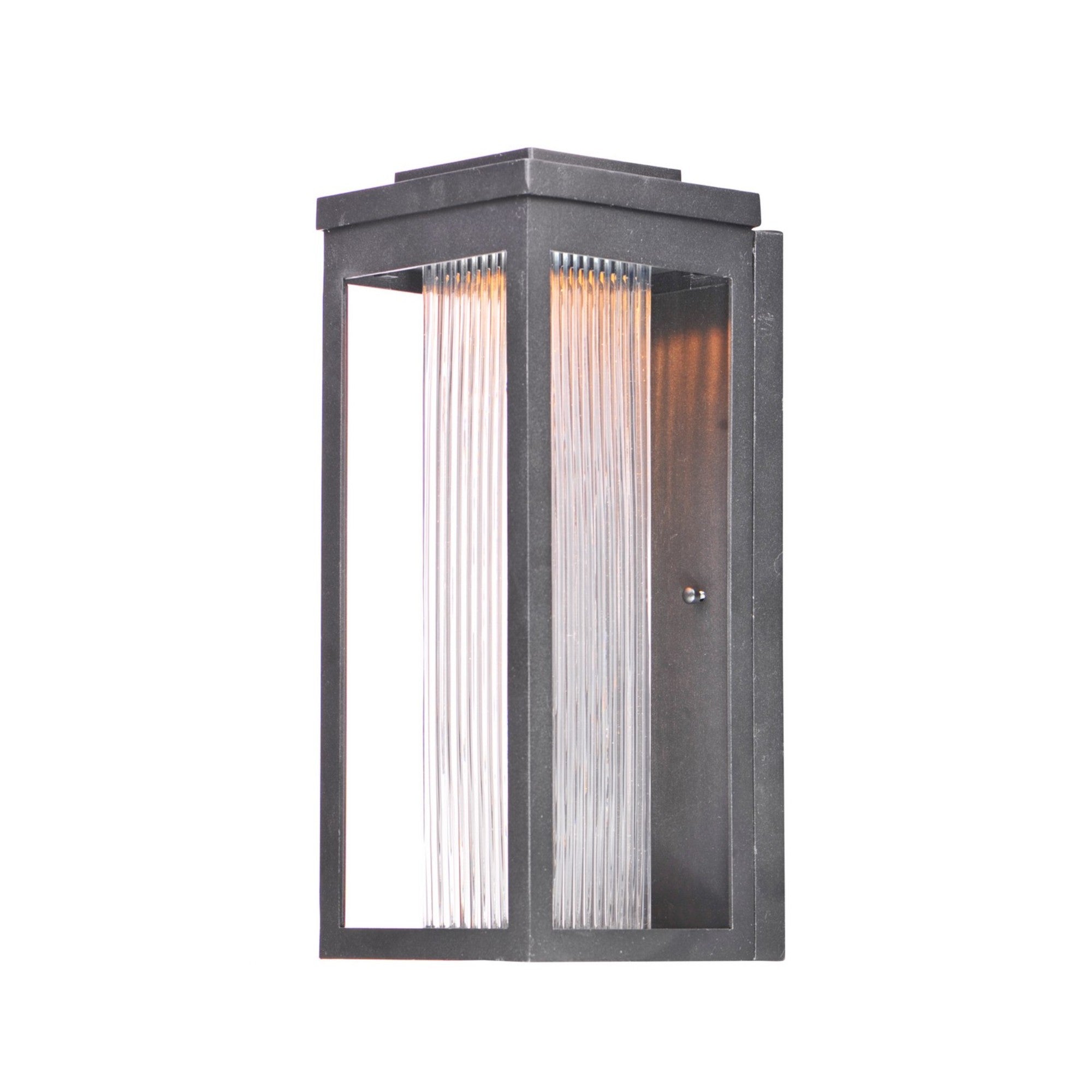 Salon LED 15" LED Outdoor Wall Sconce, Black Finish, Ribbed Glass - Bees Lighting