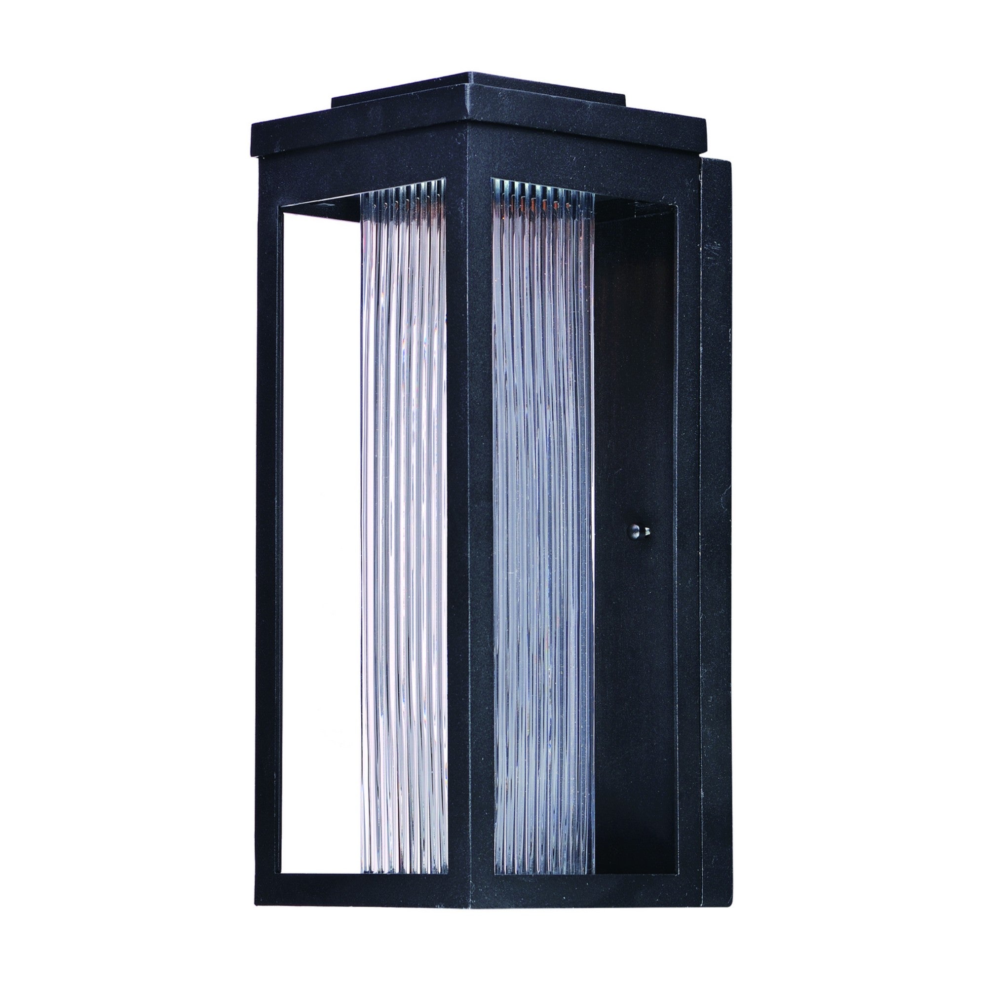 Salon LED 15" LED Outdoor Wall Sconce, Black Finish, Ribbed Glass - Bees Lighting