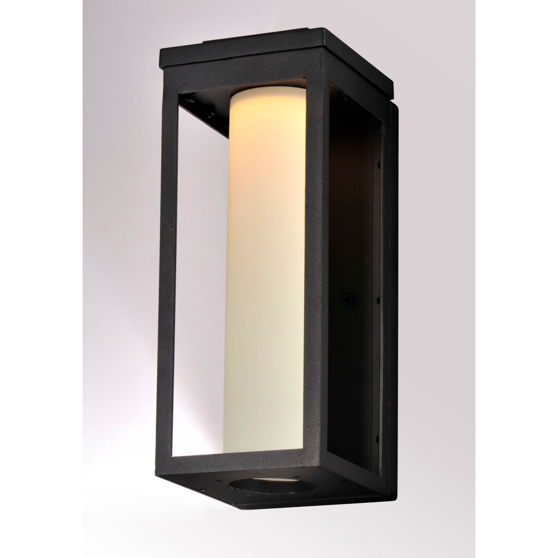 Salon LED 15" LED Outdoor Wall Sconce, Black Finish, White Glass - Bees Lighting