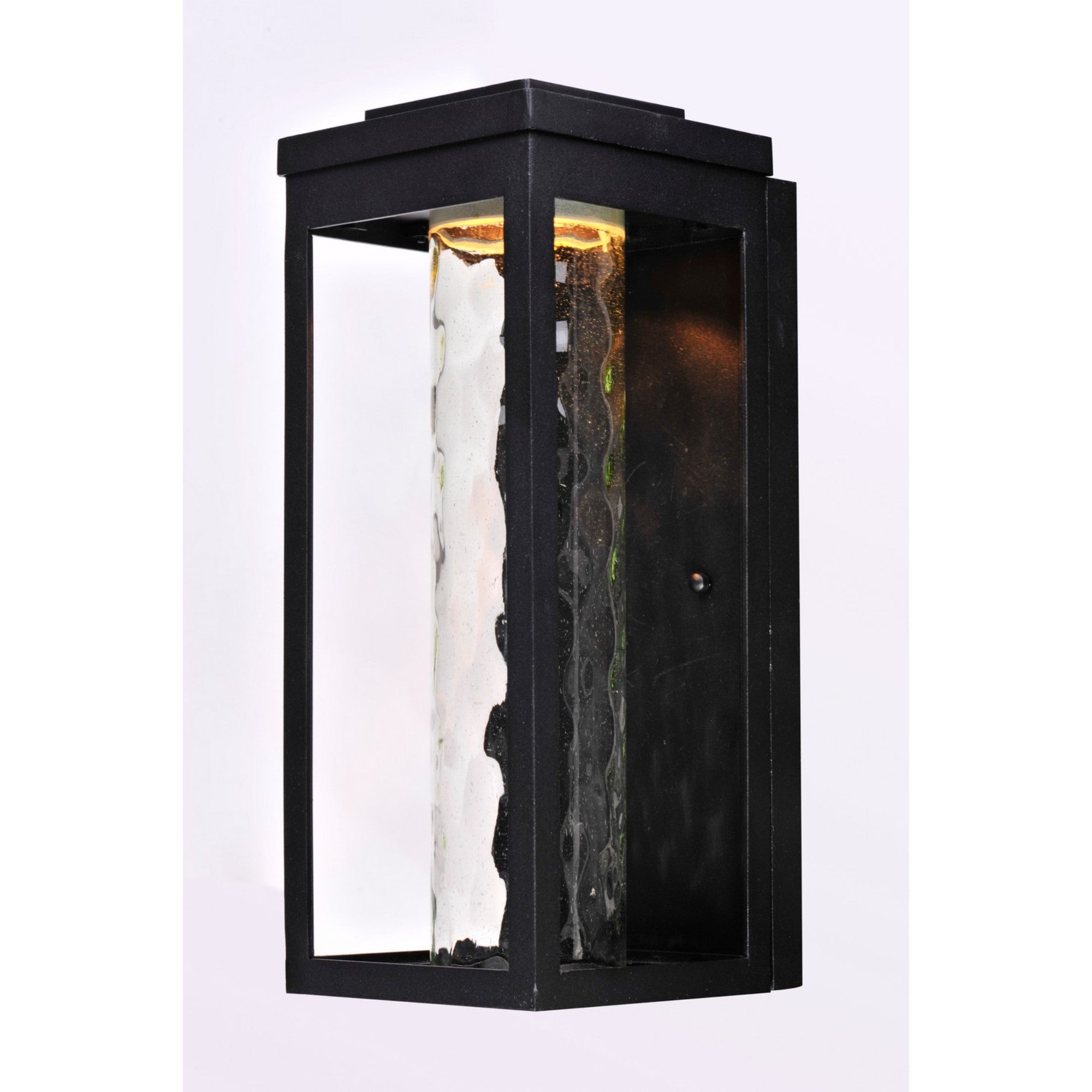 Salon LED 15" LED Outdoor Wall Sconce, Black Finish, Water Glass - Bees Lighting