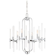 Pillar 28" 4-Light Chandelier, Chrome Finish - Bees Lighting