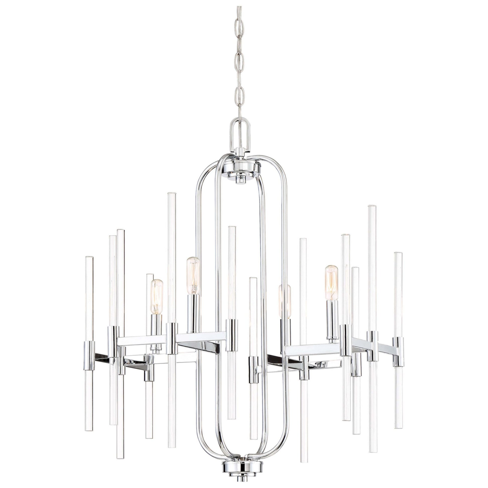 Pillar 28" 4-Light Chandelier, Chrome Finish - Bees Lighting