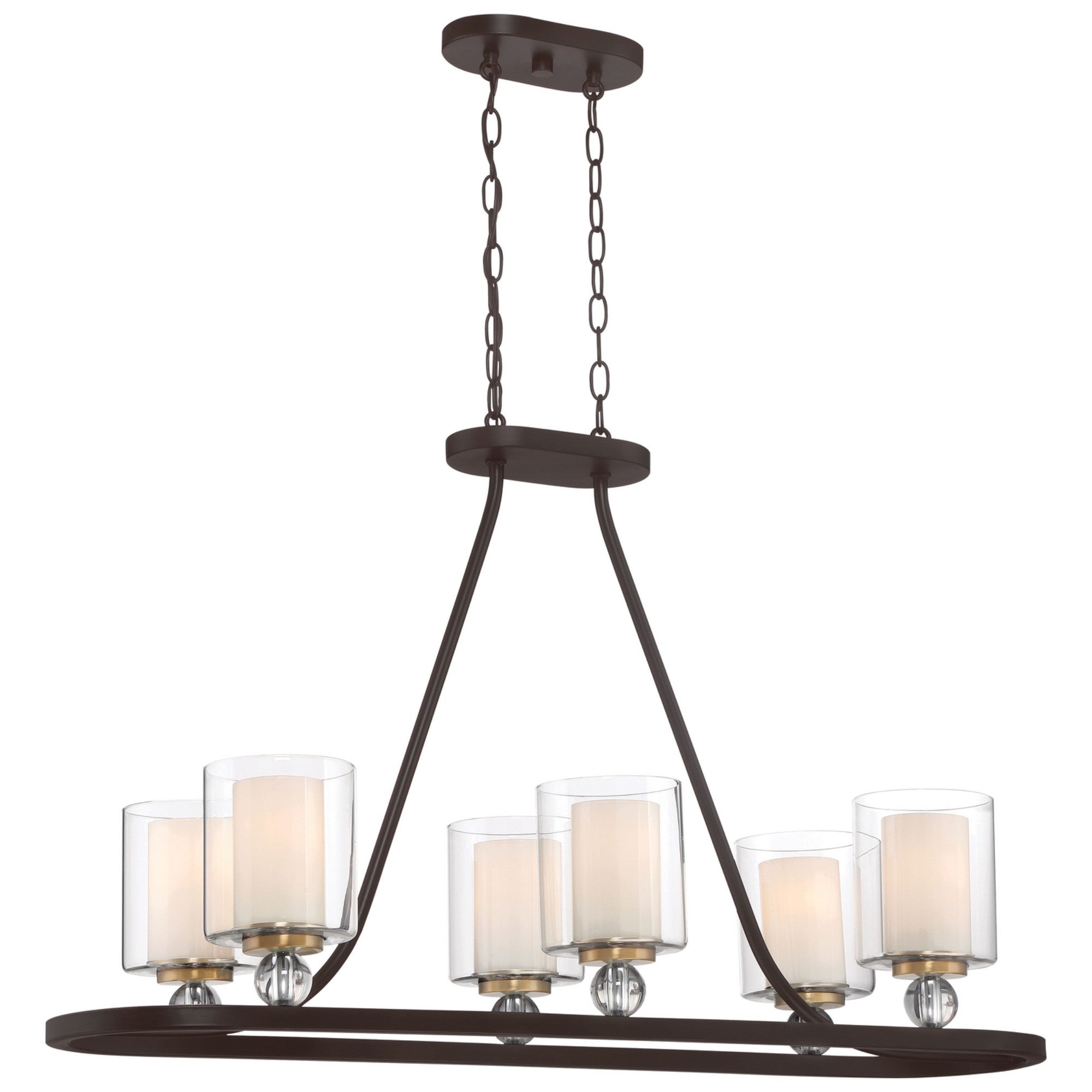 Studio 5 38" 5-Light Island Light, Bronze & Brass Finish - Bees Lighting