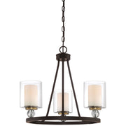 Studio 5 22" 3-Light Chandelier, Bronze & Brass Finish - Bees Lighting