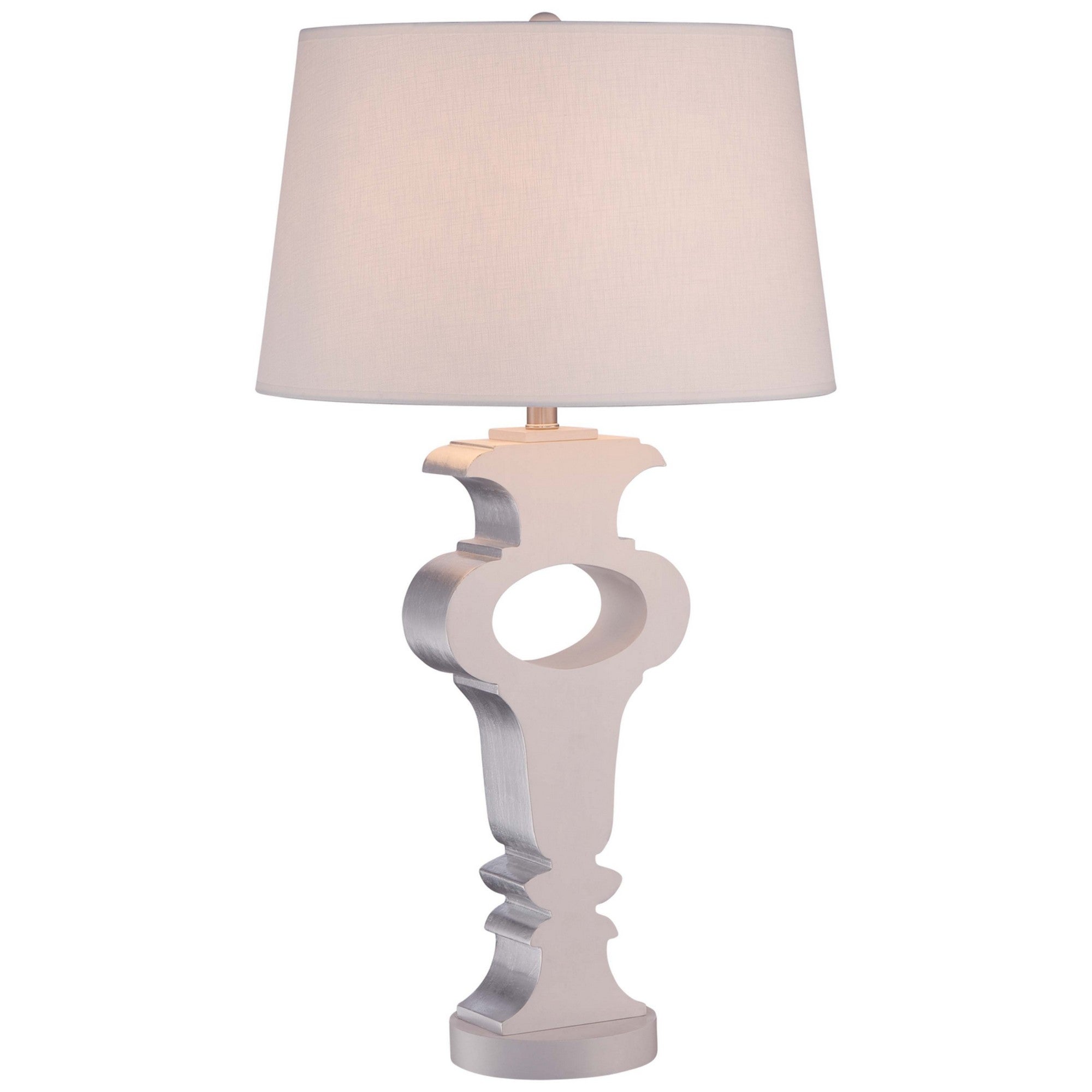 Ambience 32" Table Lamp, Wood Cream & Silver Leaf Highlights - Bees Lighting