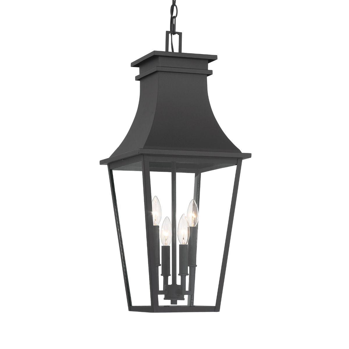 Gloucester 12 In. 4 Lights Outdoor Hanging Lantern Black Finish