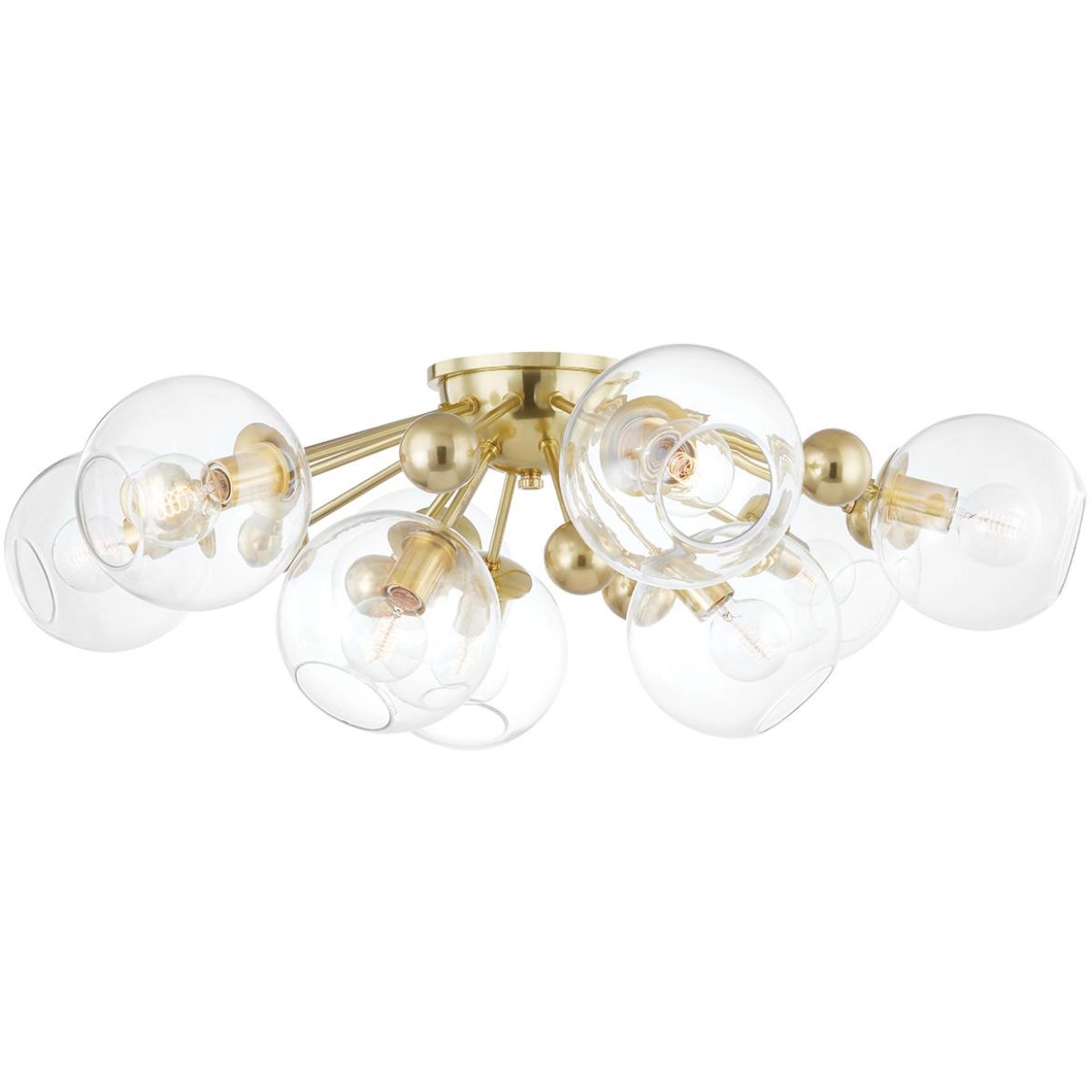 Abbott 42 in. 9 Lights Semi flush Mount Light Brass finish - Bees Lighting