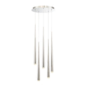 Cascade 17" 5-Light LED Pendant, Polished Nickel Finish, Crystal Cap - Bees Lighting