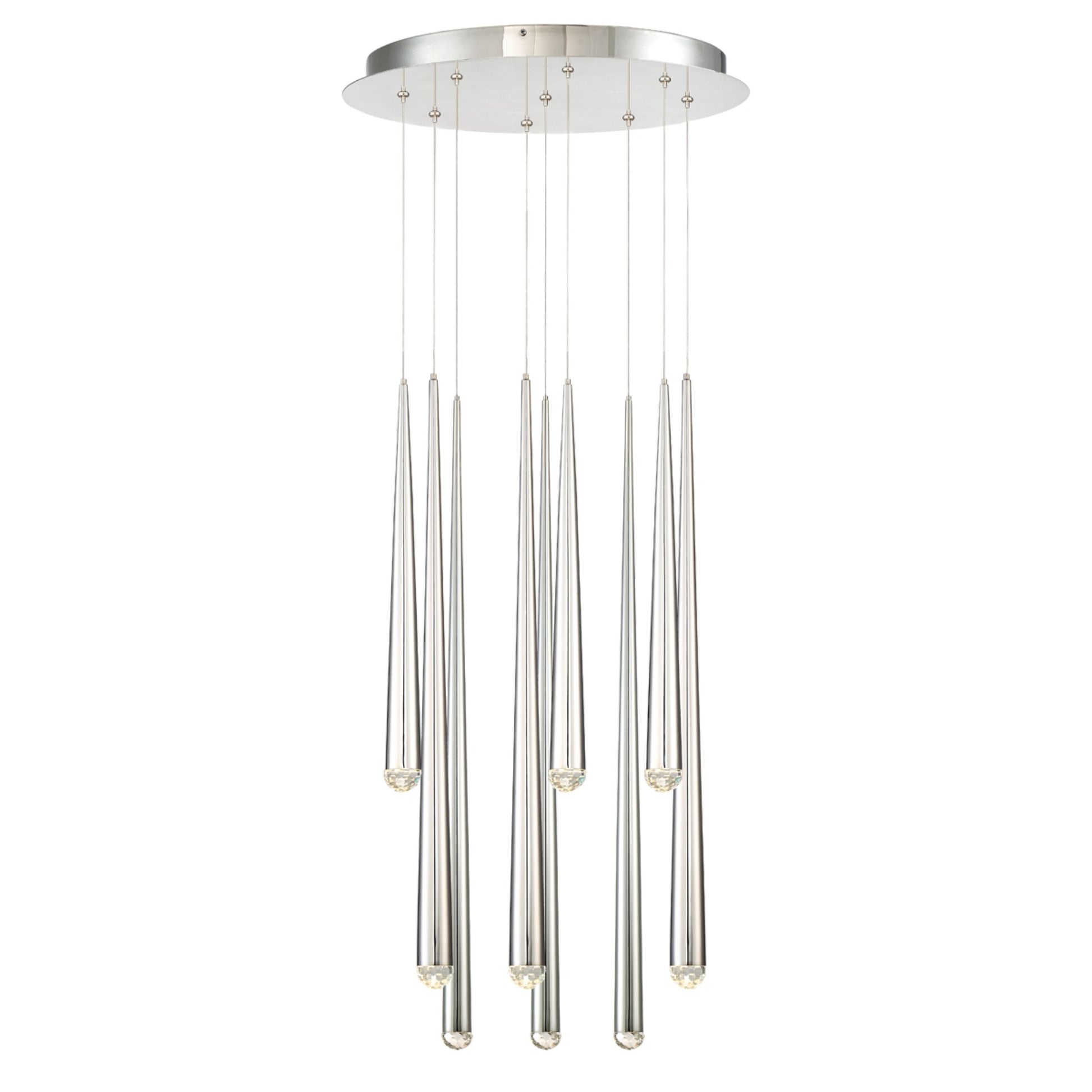 Cascade 17" 7-Light LED Pendant, Polished Nickel Finish, Crystal Cap - Bees Lighting