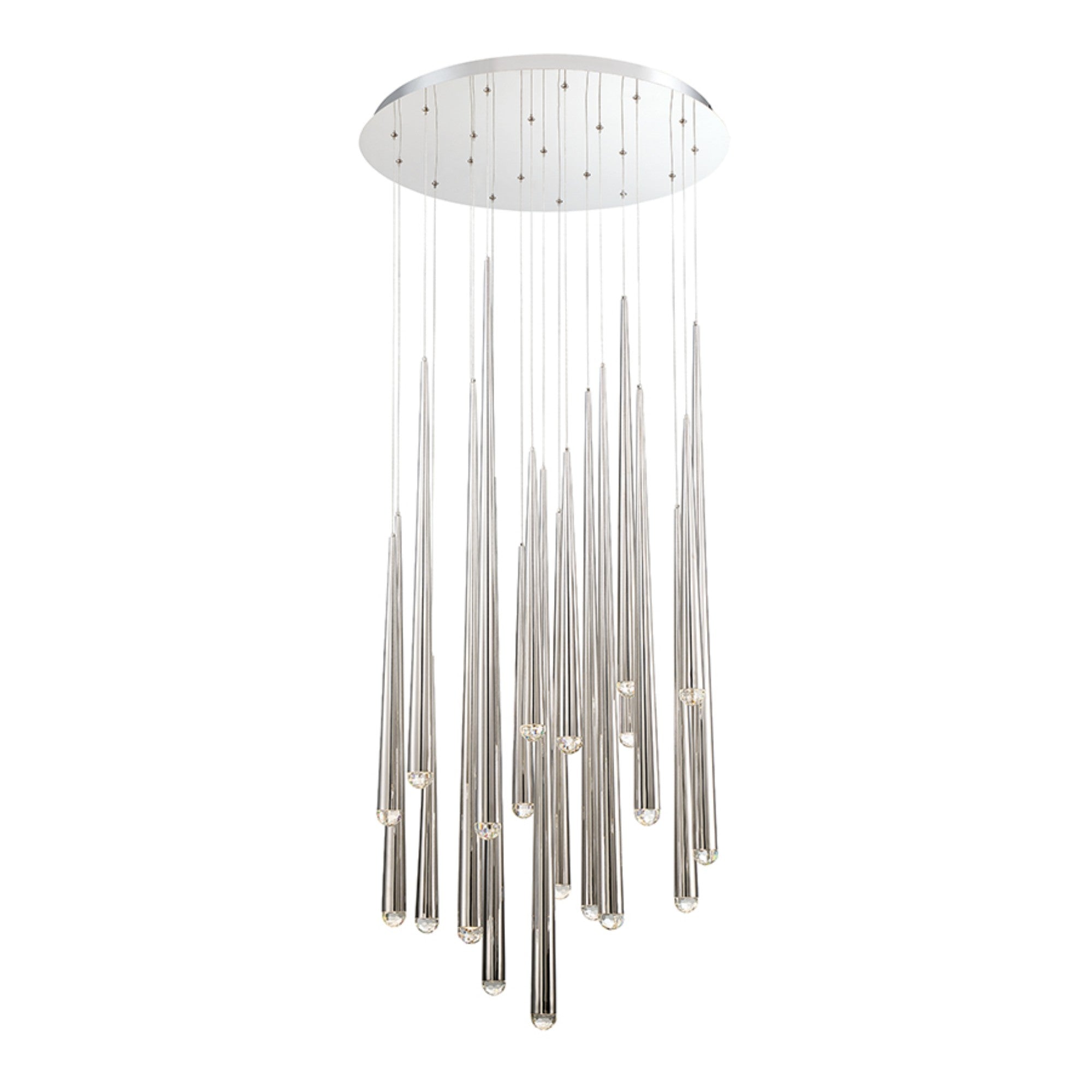 Cascade 26" 21-Light LED Pendant, Polished Nickel Finish, Crystal Cap - Bees Lighting