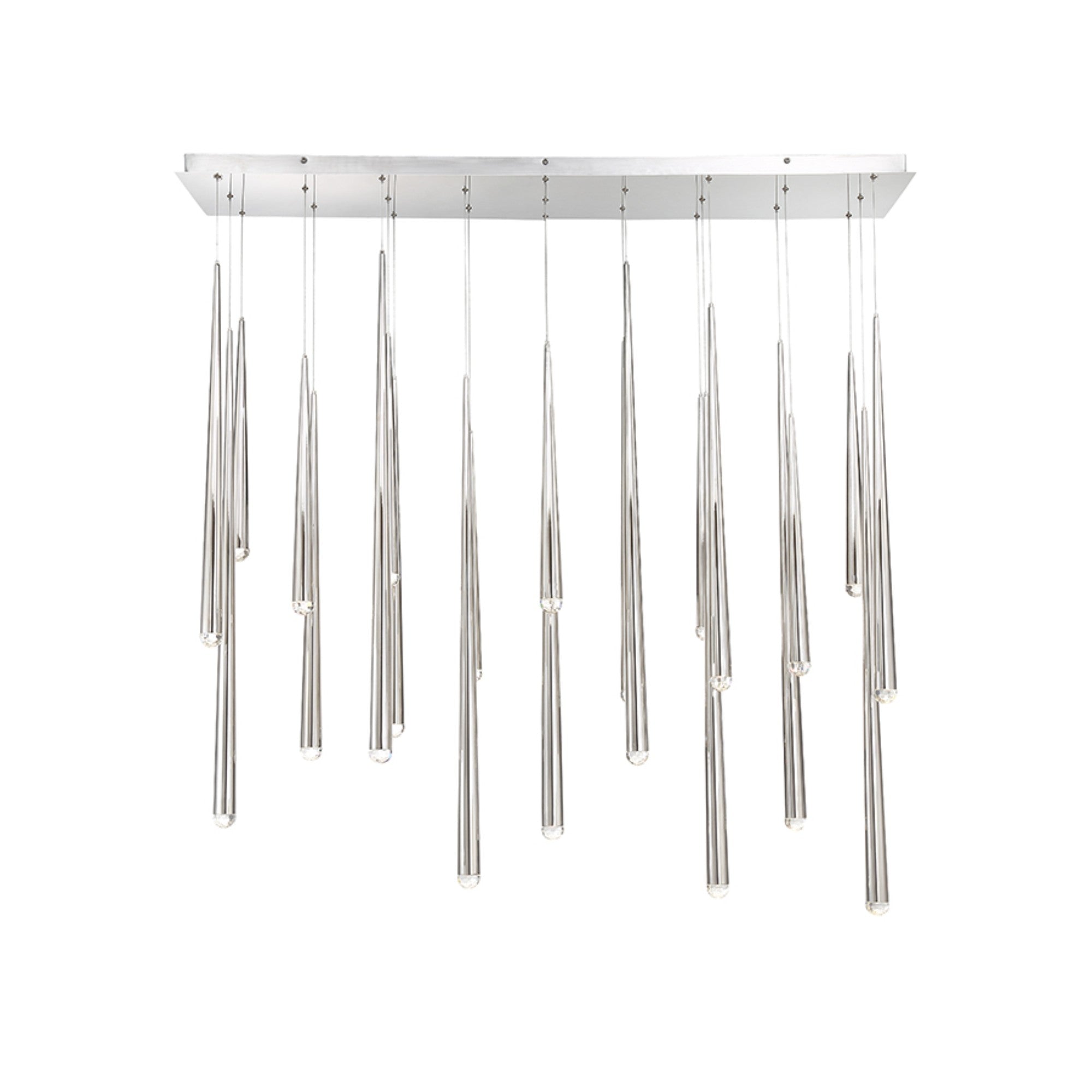 Cascade 54" 23-Light LED Pendant, Polished Nickel Finish, Crystal Cap - Bees Lighting