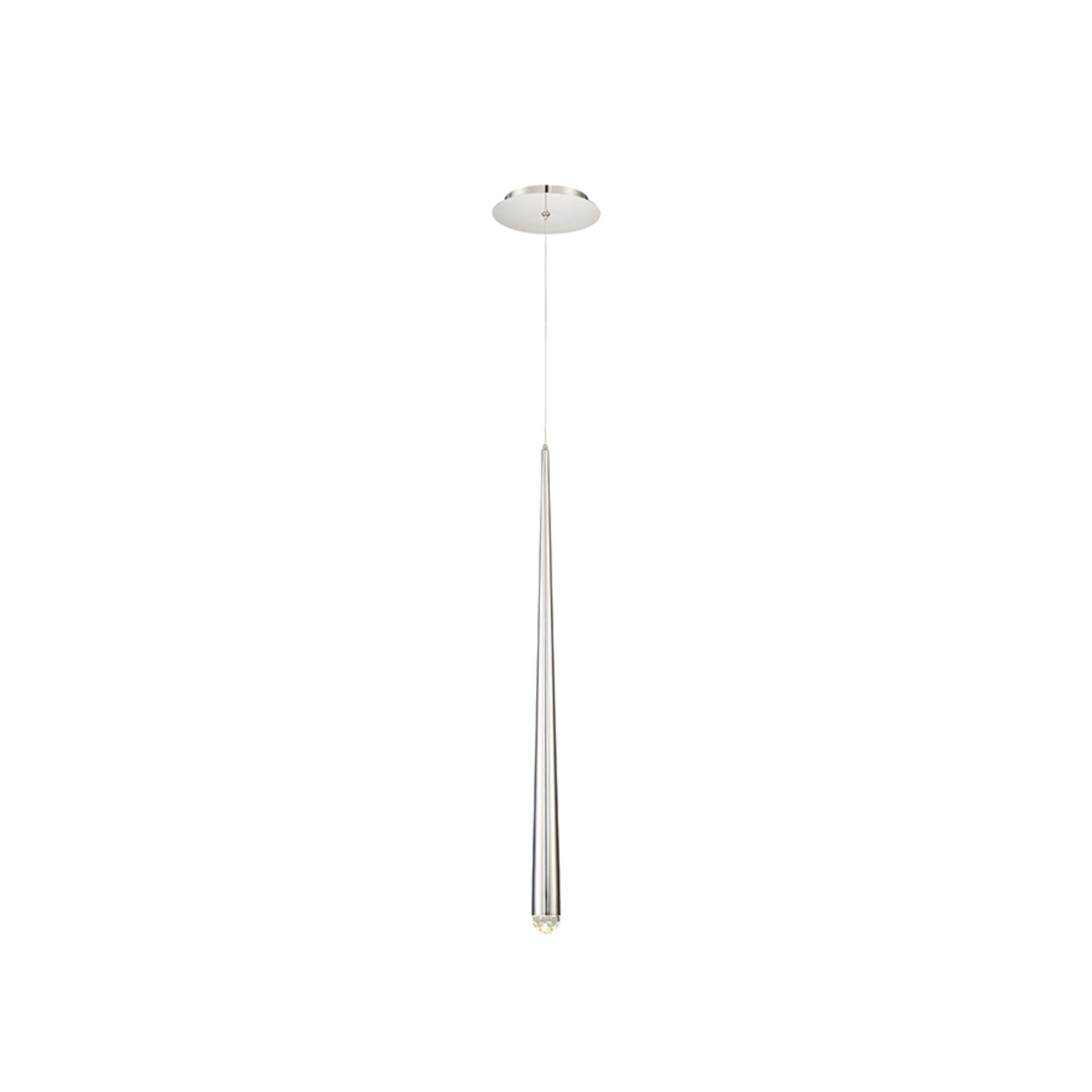 Cascade 28" LED Mini Pendant, Polished Nickel Finish, Crystal Cap - Bees Lighting