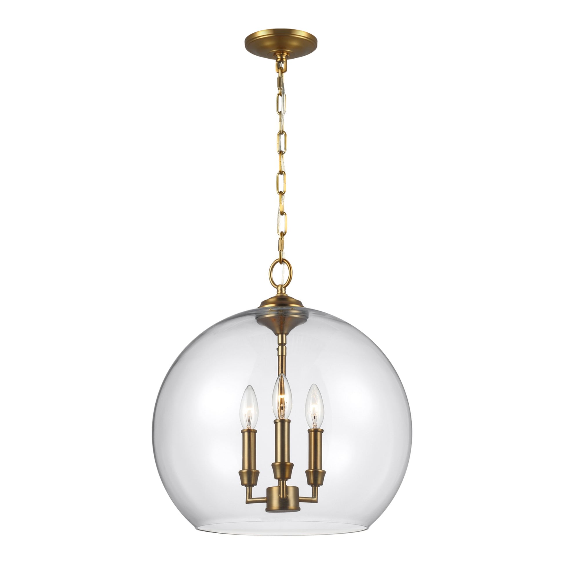 Lawler 16" Orb Pendant, Burnished Brass Finish - Bees Lighting